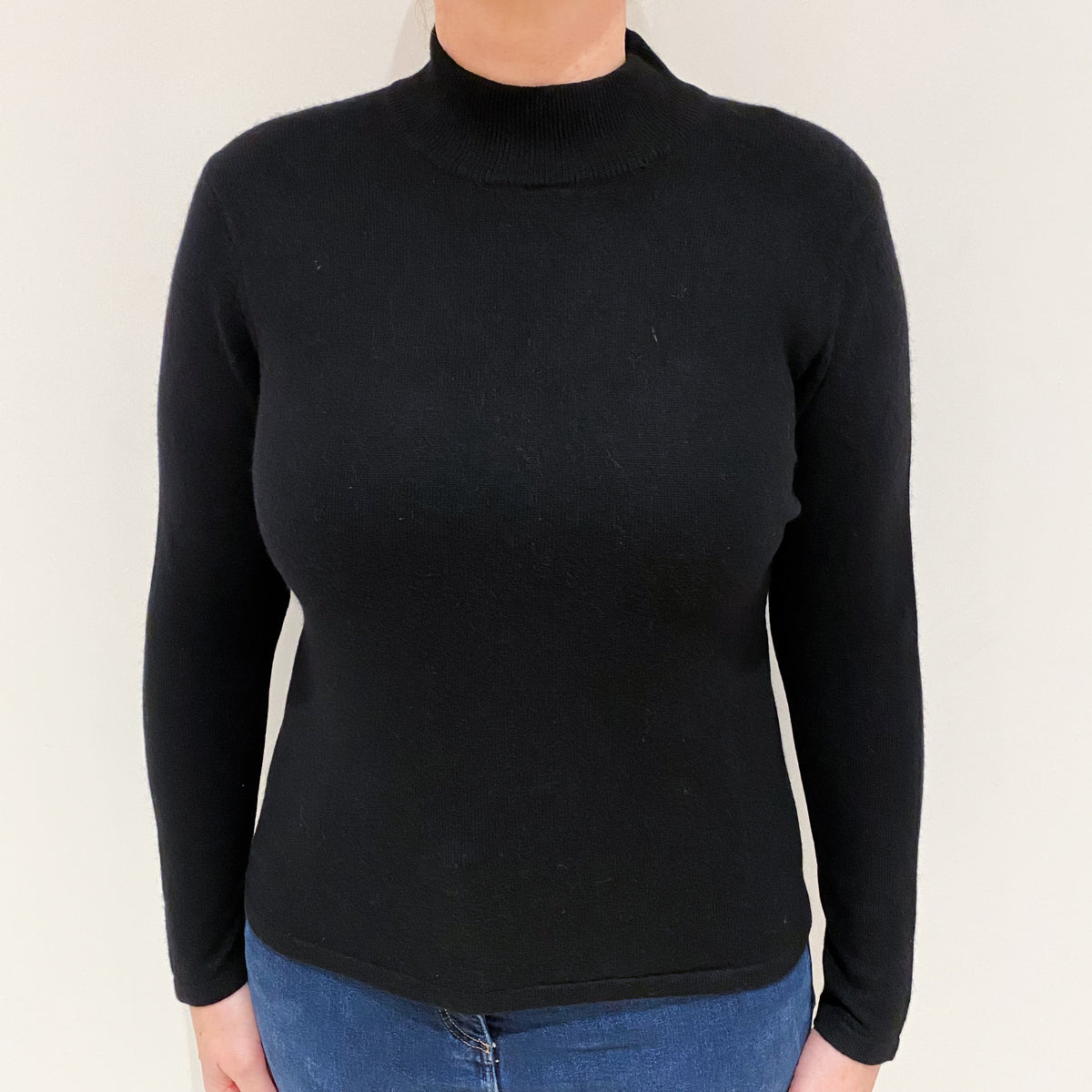 Black Cashmere Turtle Neck Jumper Large