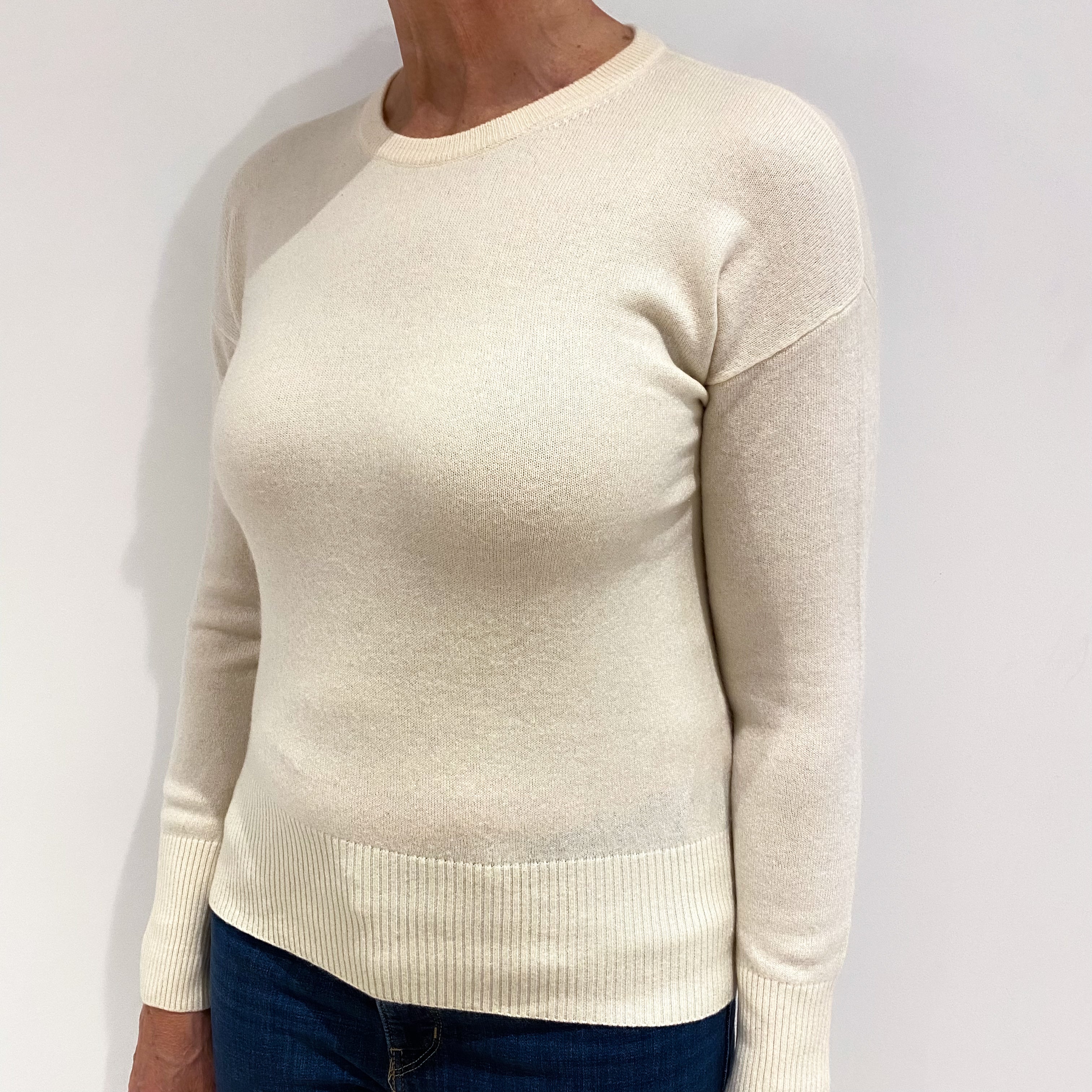Vanilla Cream Cashmere Crew Neck Jumper Medium