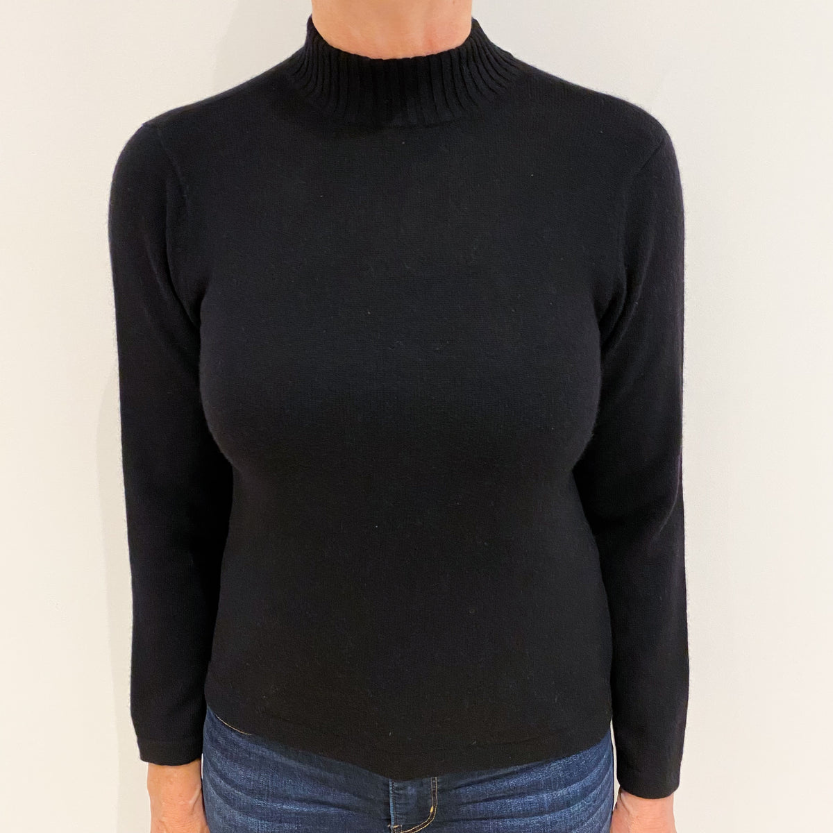 Black Cashmere Turtle Neck Jumper Medium