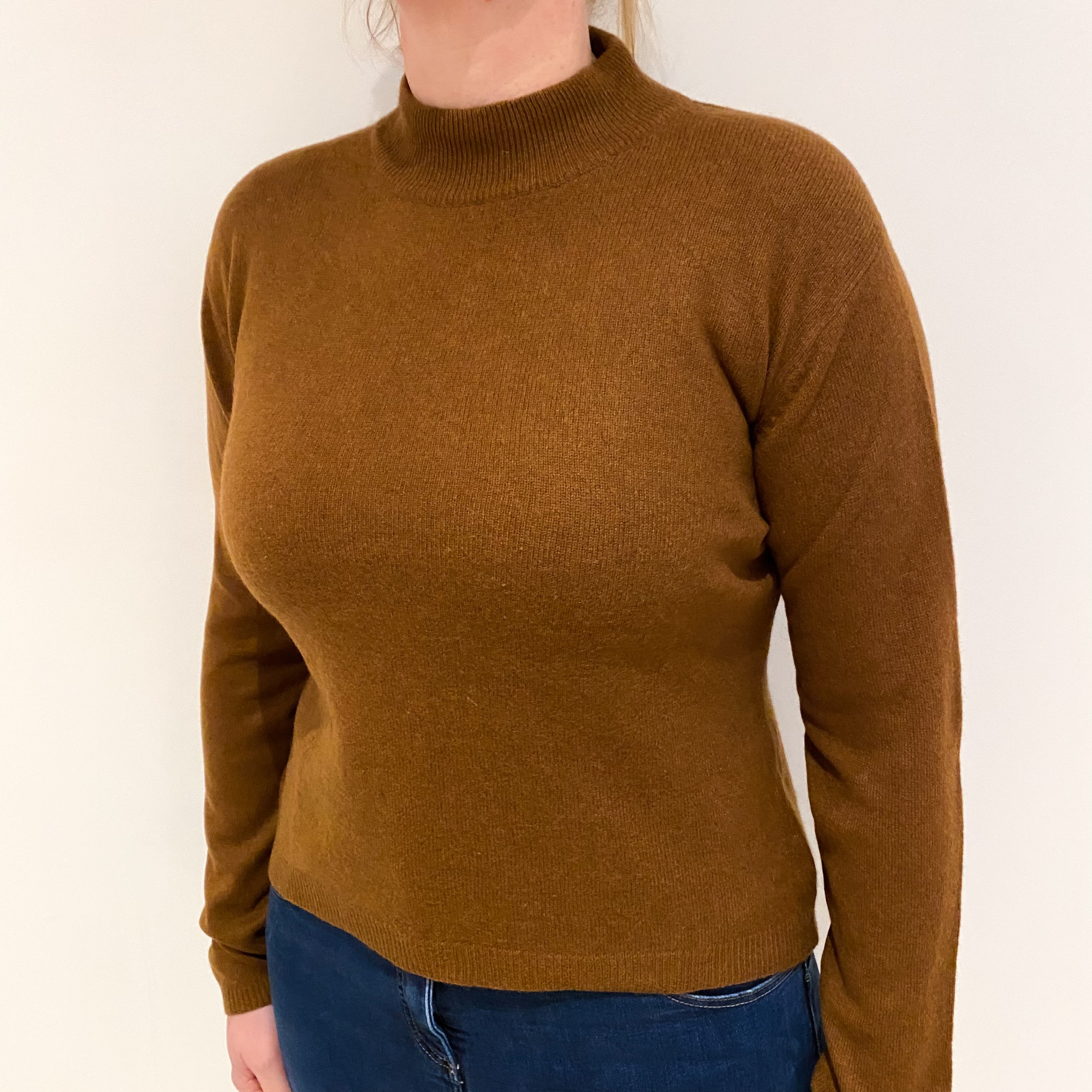 Cinnamon Brown Cashmere Turtle Neck Jumper Large