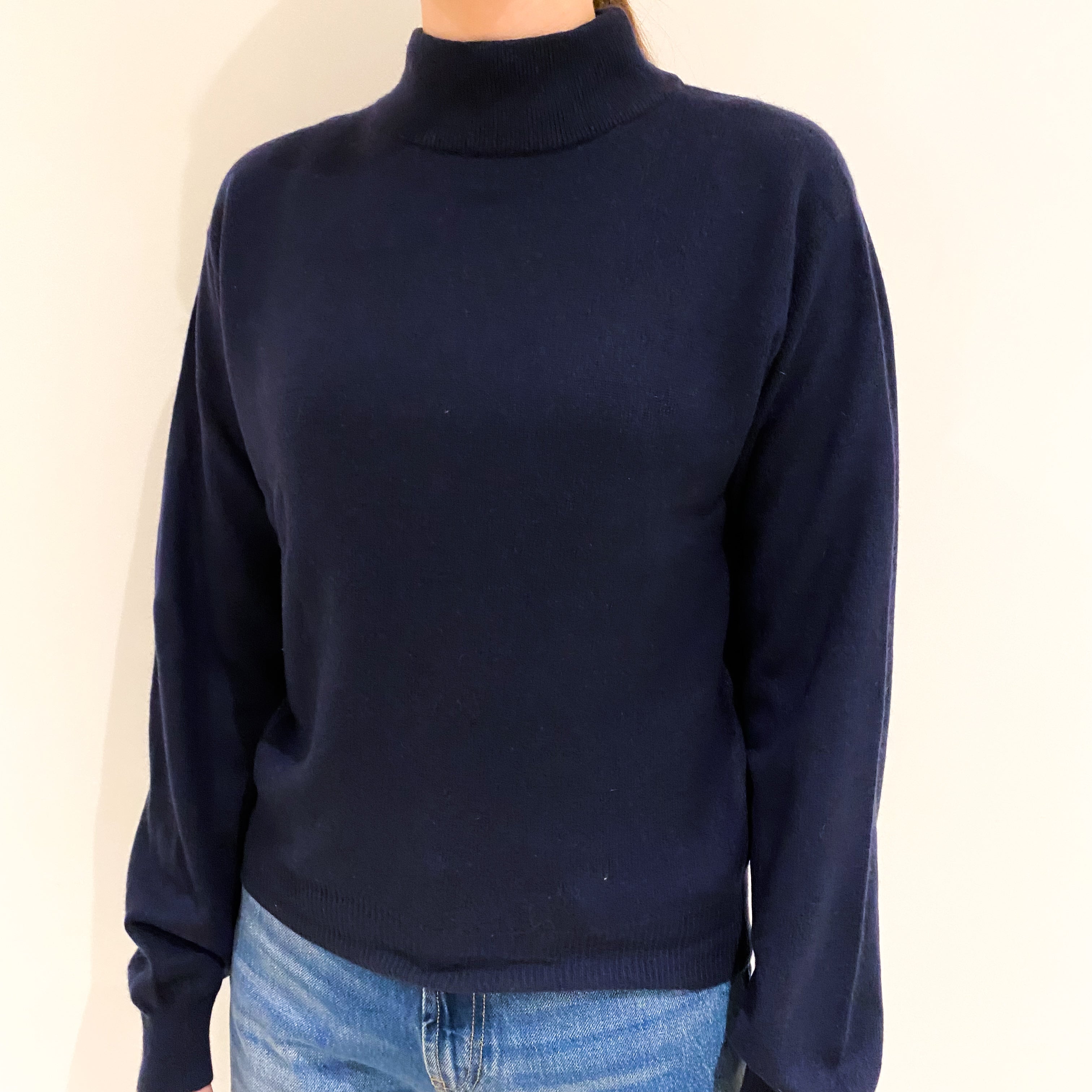 Navy Blue Cashmere Turtle Neck Jumper Extra Small