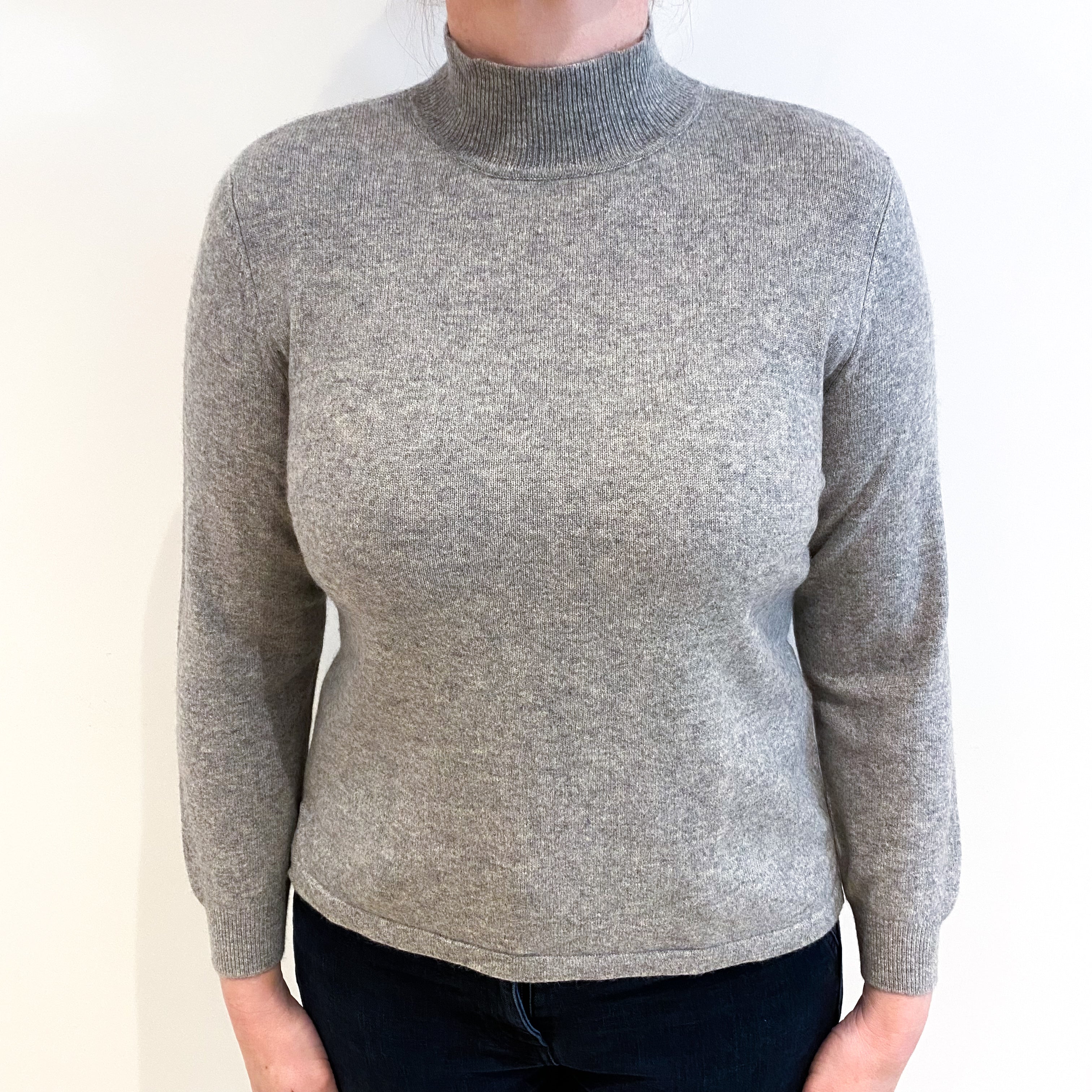 Smoke Grey Cashmere Turtle Neck Jumper Large