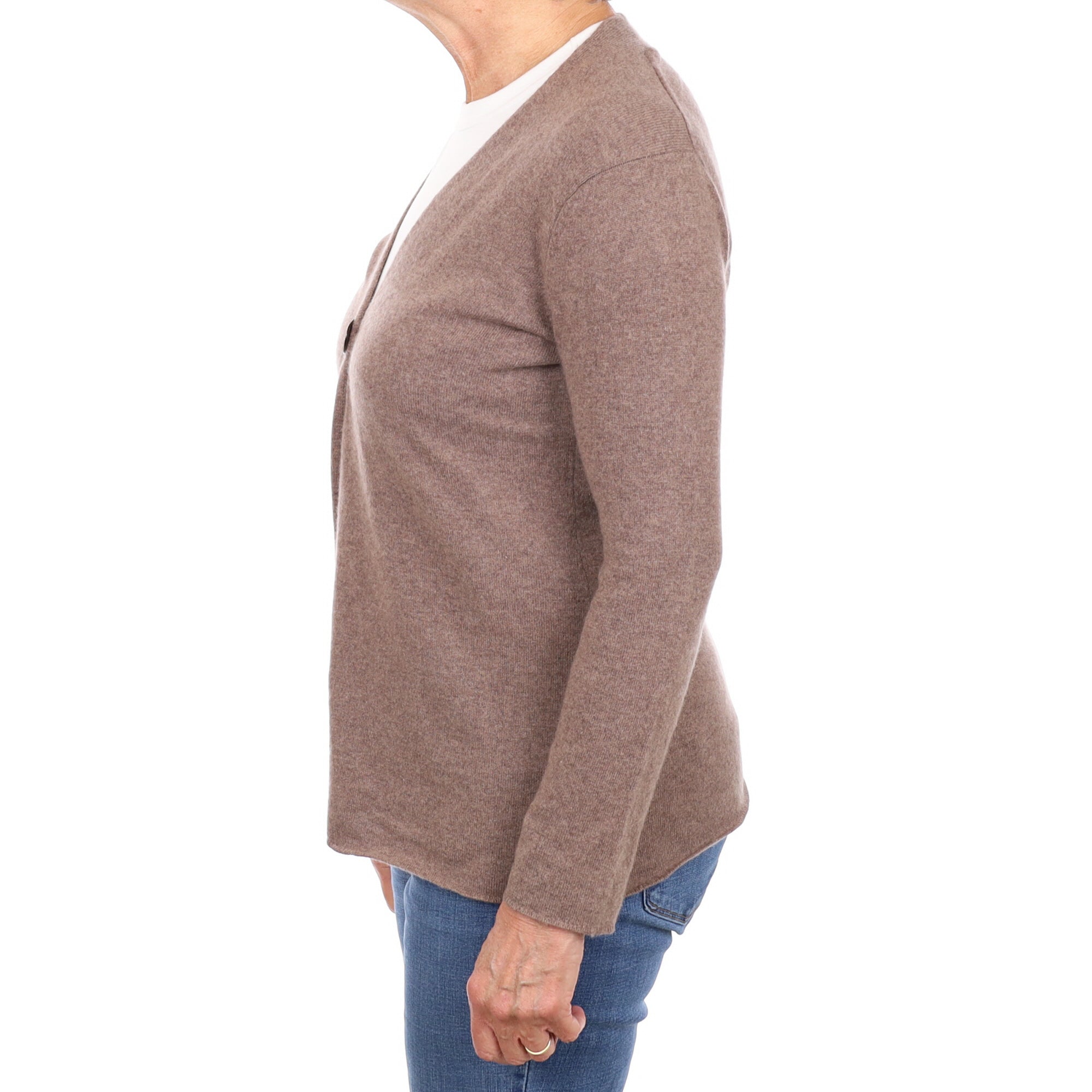 Mocha Brown Cashmere V Neck Cardigan Medium