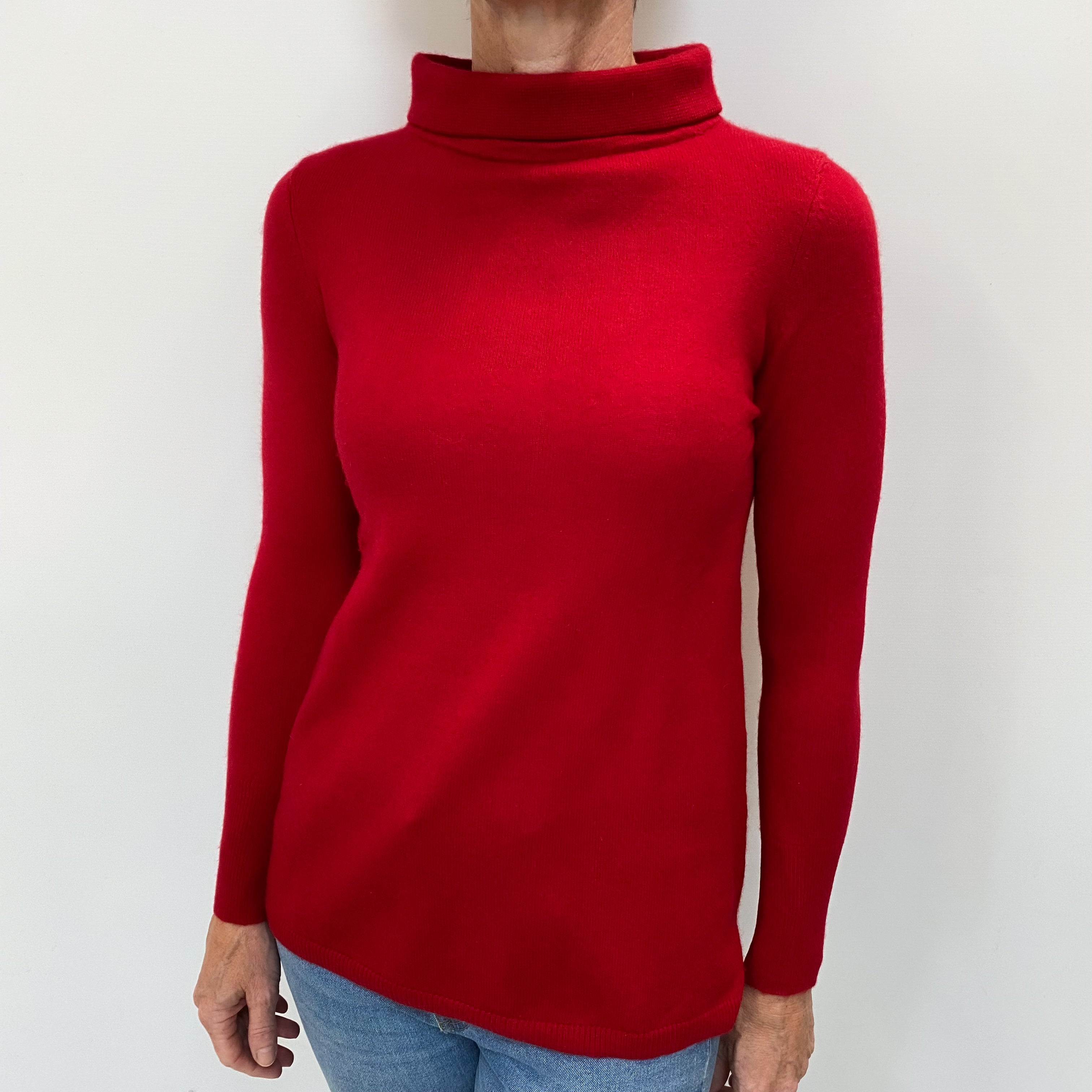Berry Red Cashmere Funnel Neck Jumper Small