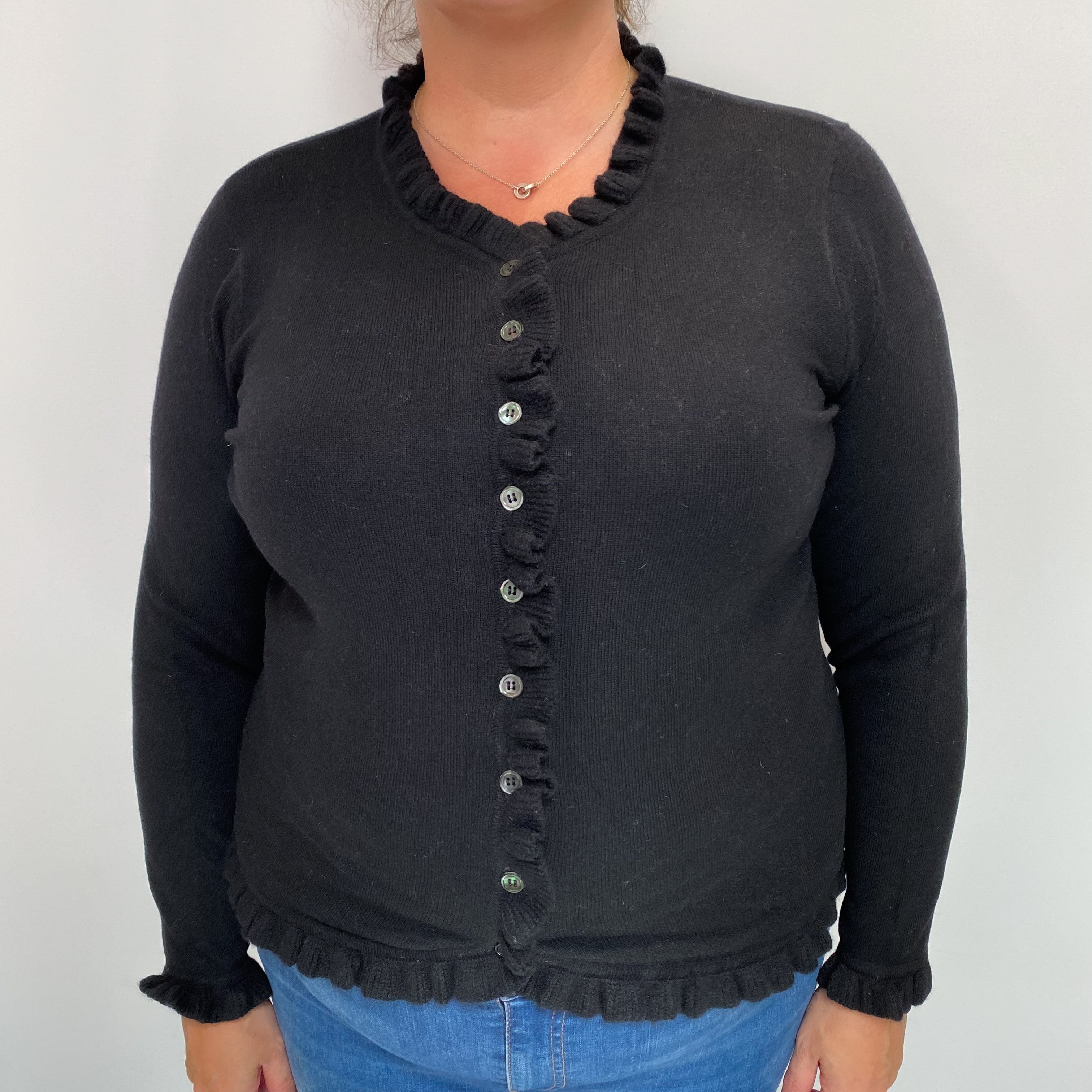 Black Cashmere Crew Cardigan Extra Large