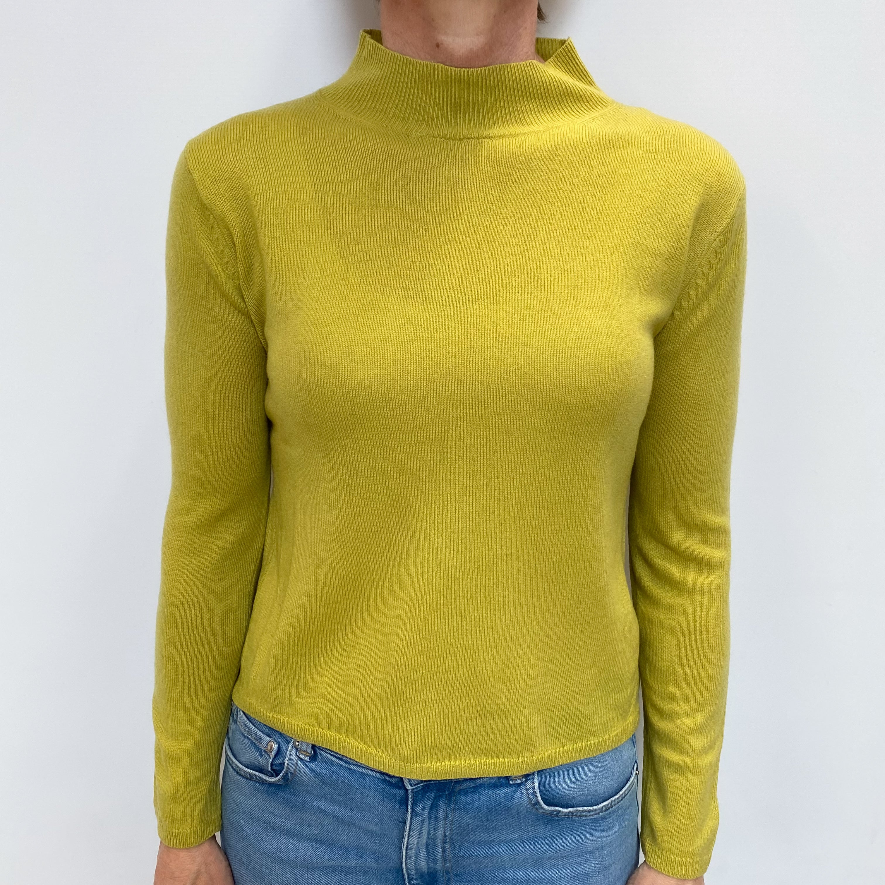Pistachio Green Cashmere Turtle Neck Jumper Small