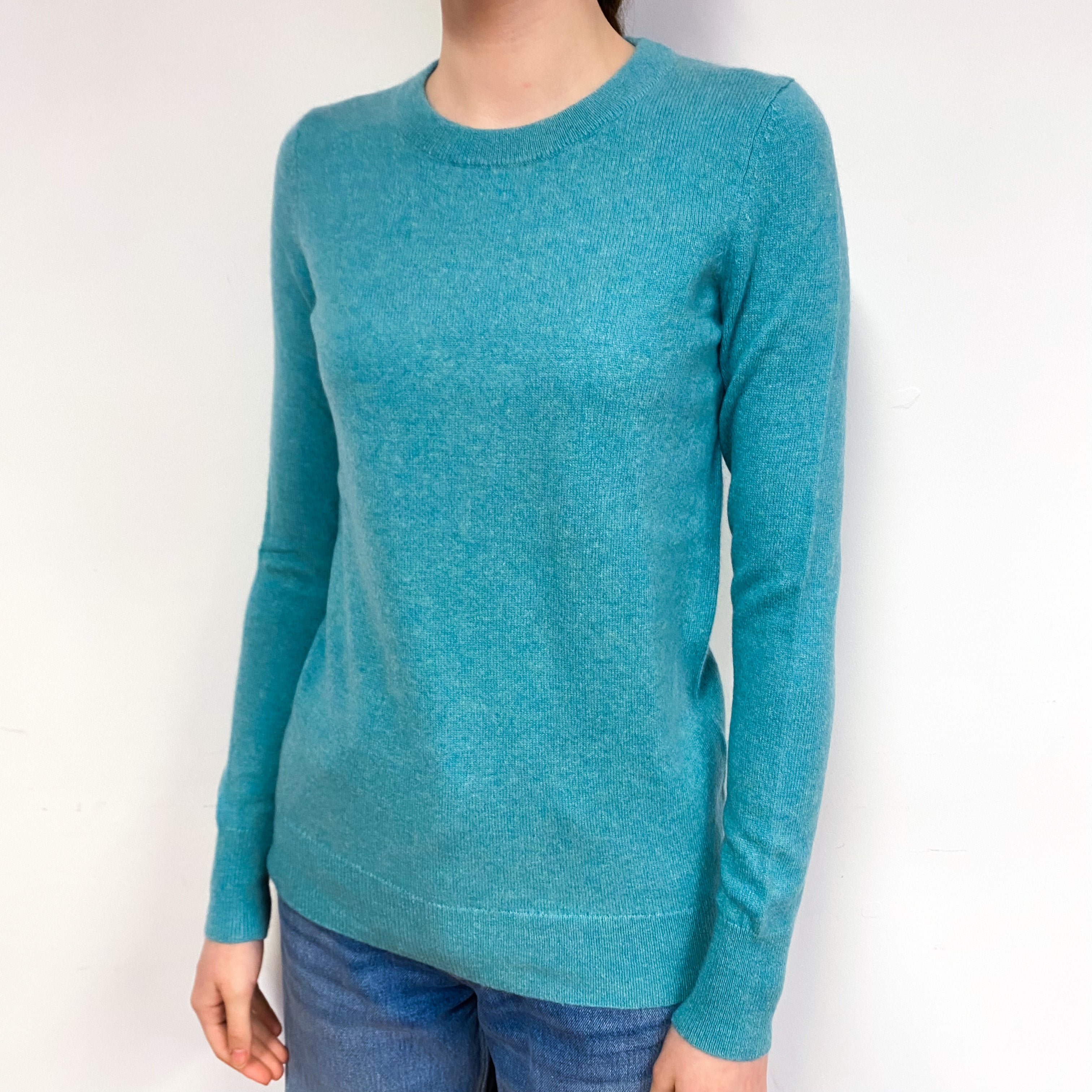 Aqua Green Cashmere Crew Neck Jumper Extra Small