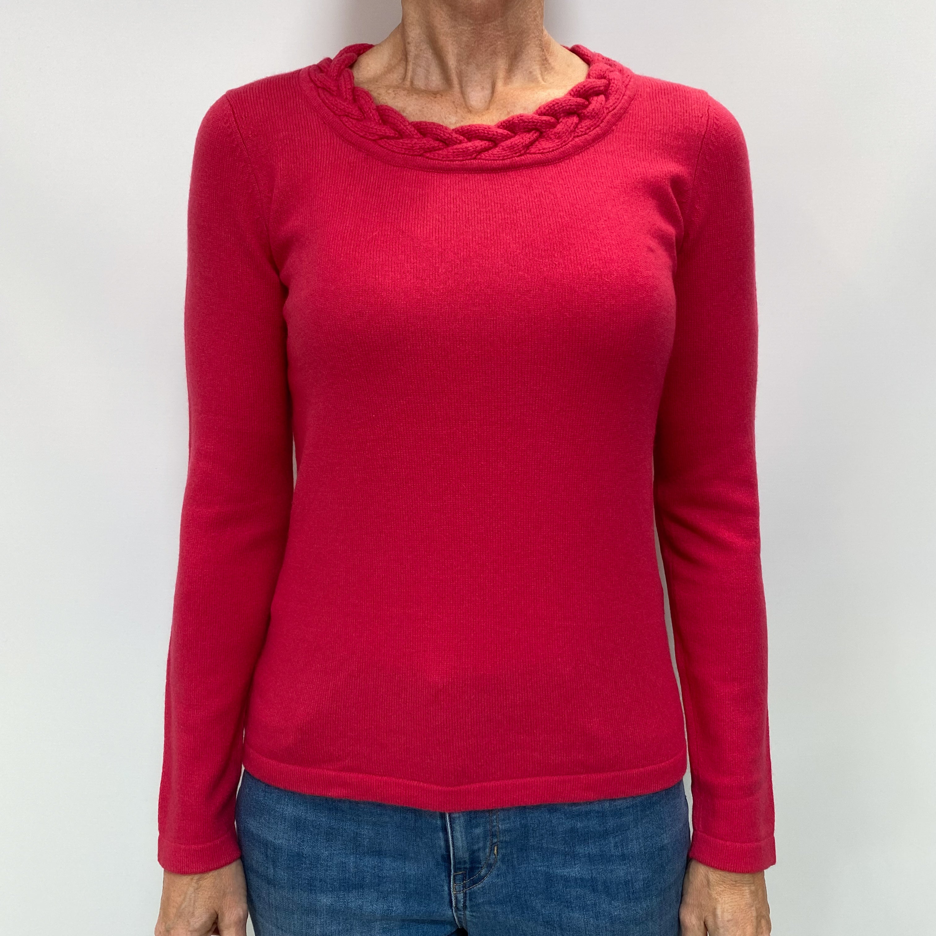 Cherry Pink Cashmere Crew Neck Jumper Small
