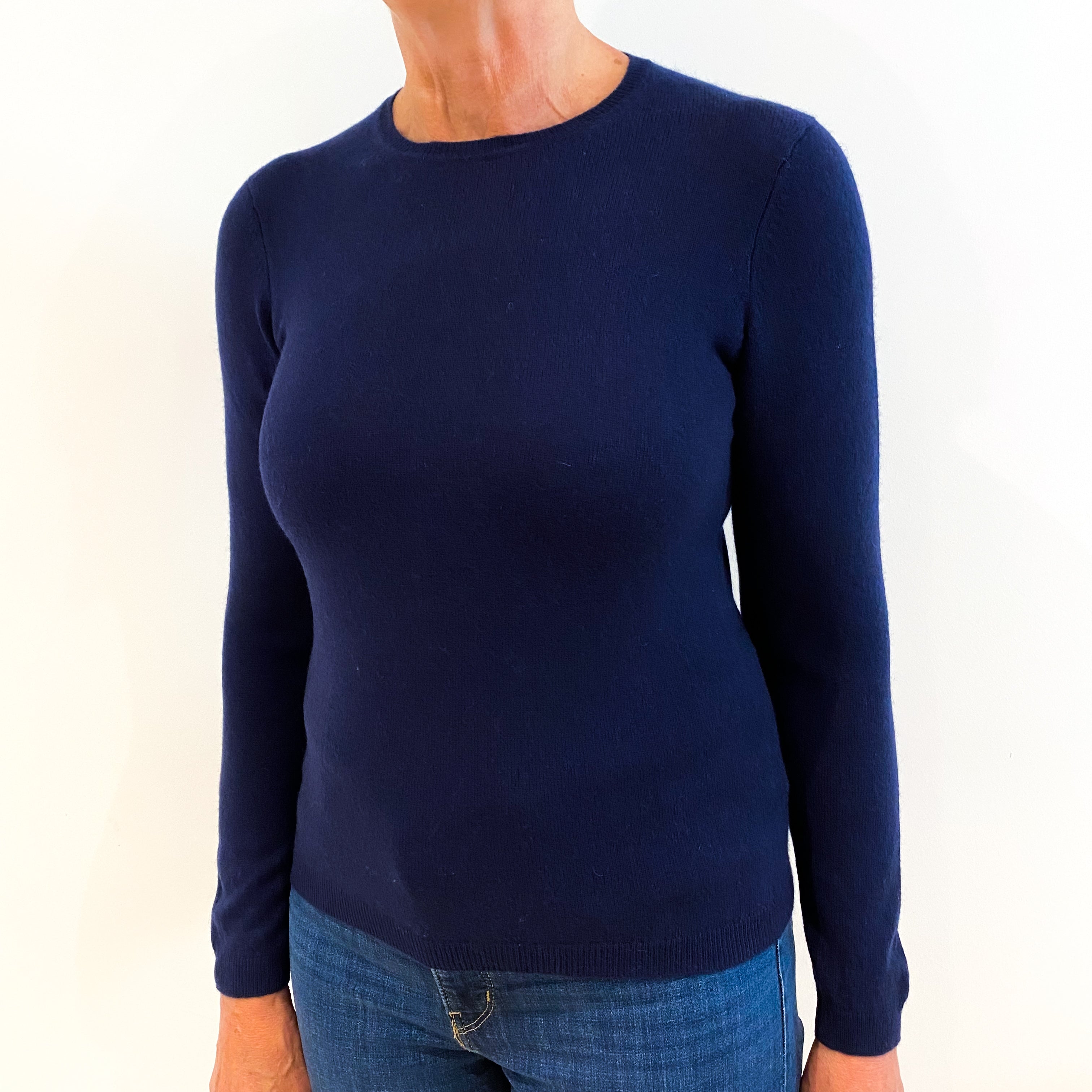 Navy Blue Cashmere Crew Neck Jumper Medium