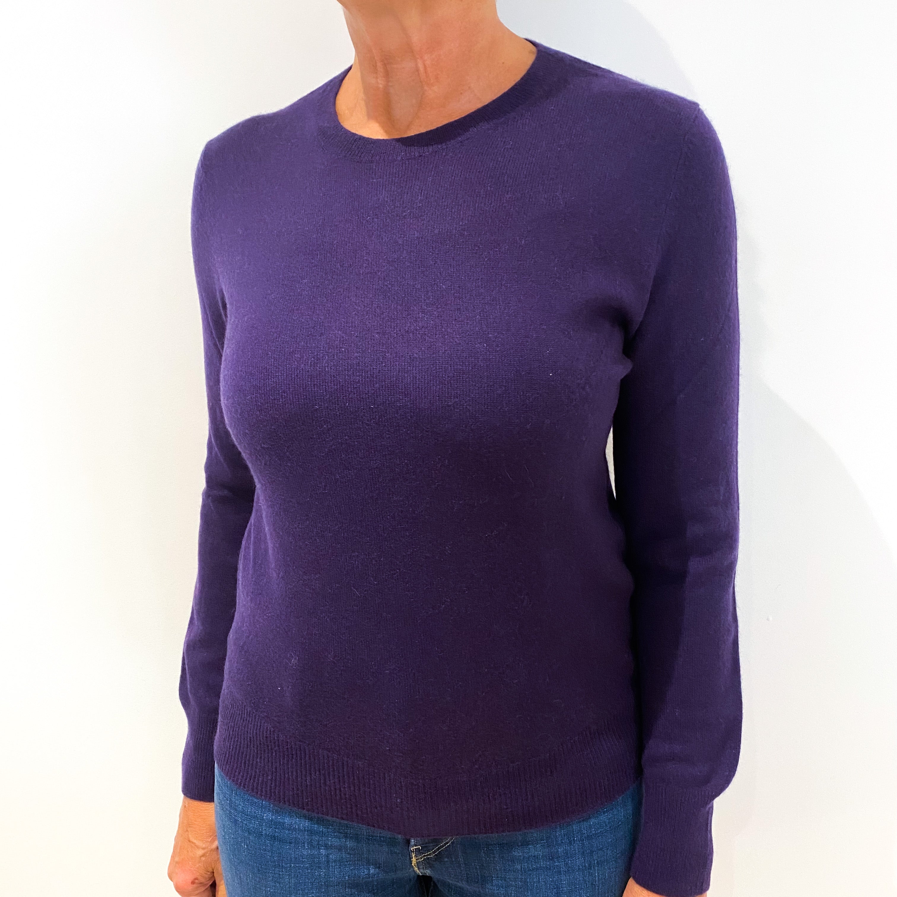 Iris Purple Cashmere Crew Neck Jumper Medium