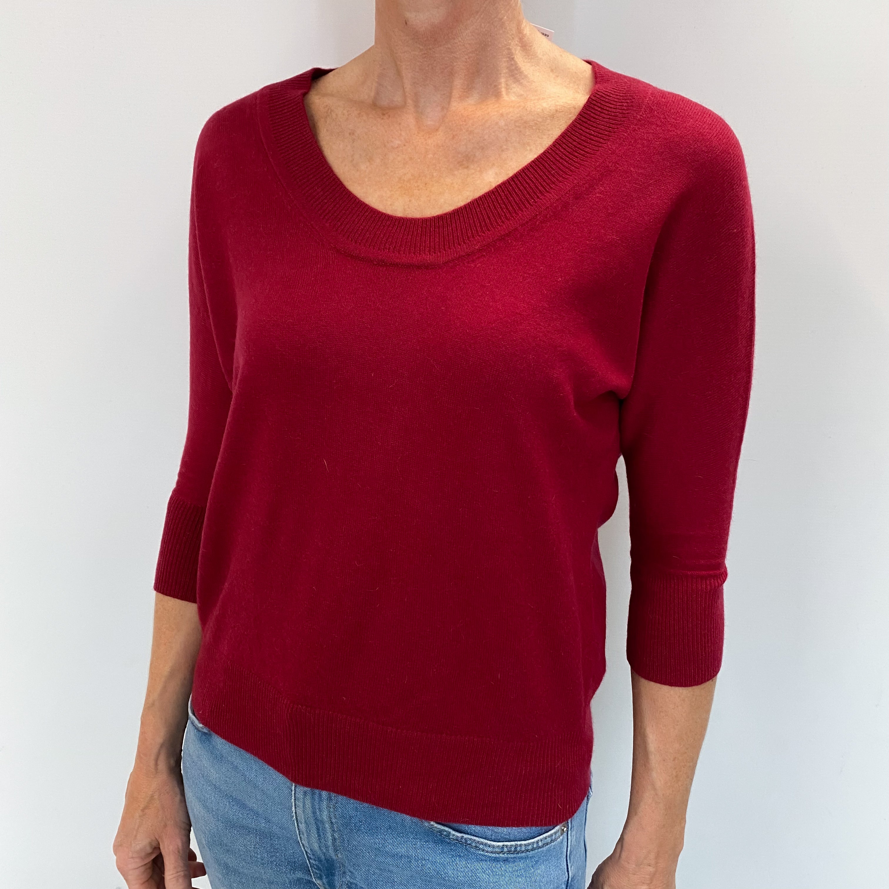 Crimson Red Cashmere Scoop Neck Jumper Small