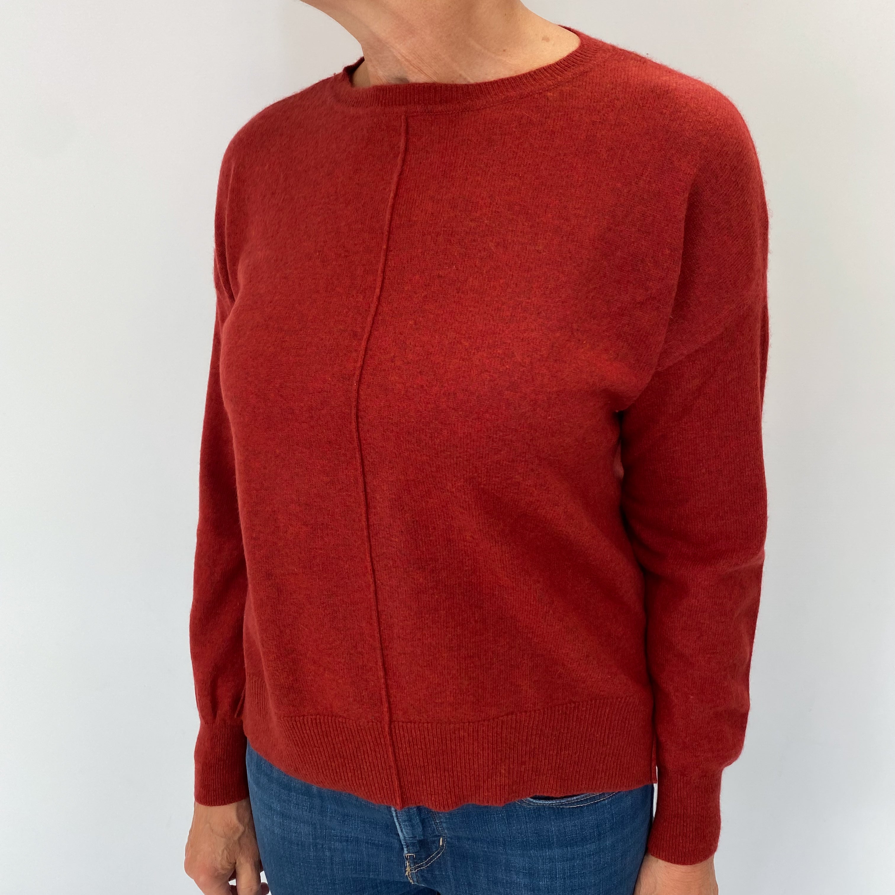 Rust Red Cashmere Crew Neck Jumper Medium