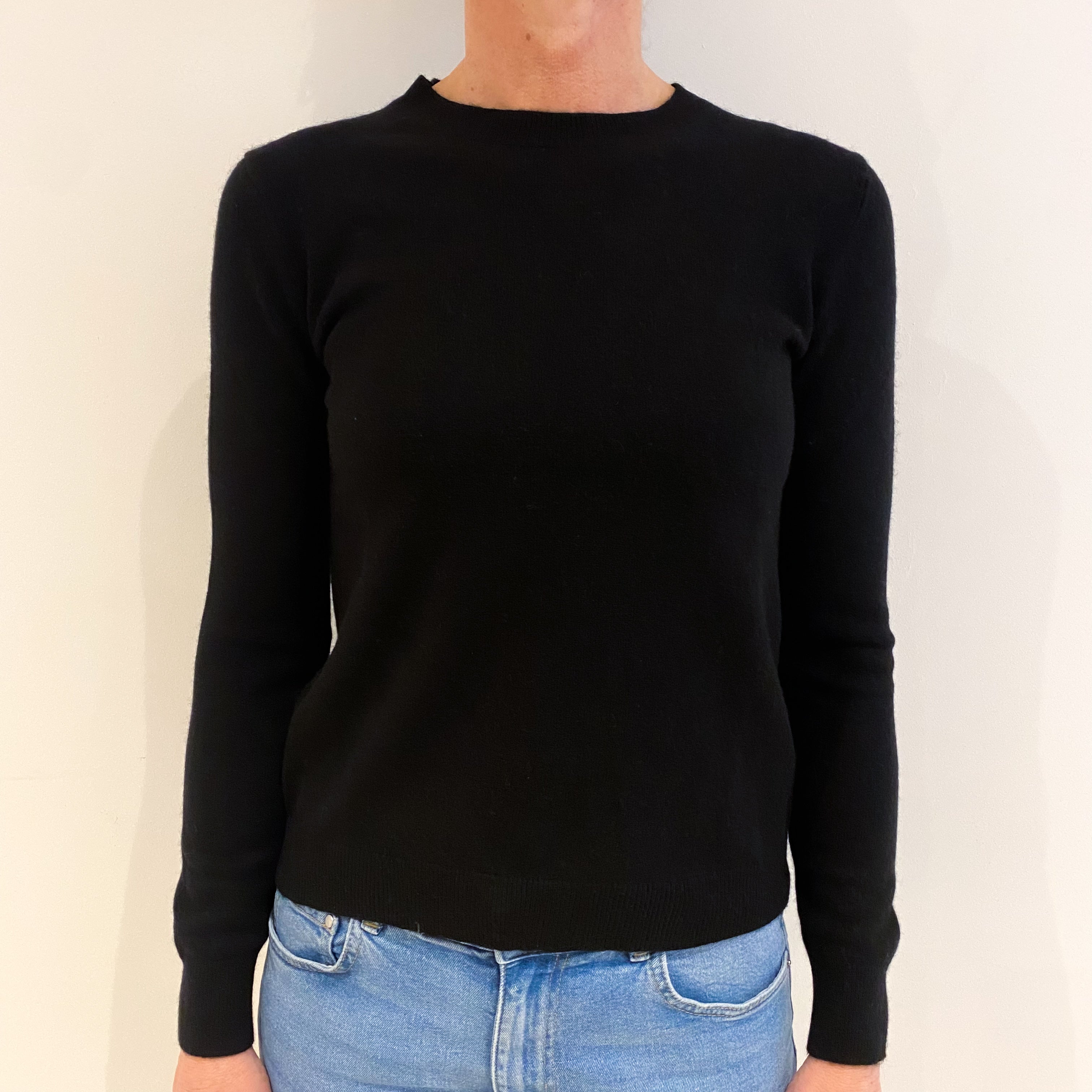 Black Cashmere Crew Neck Jumper Small