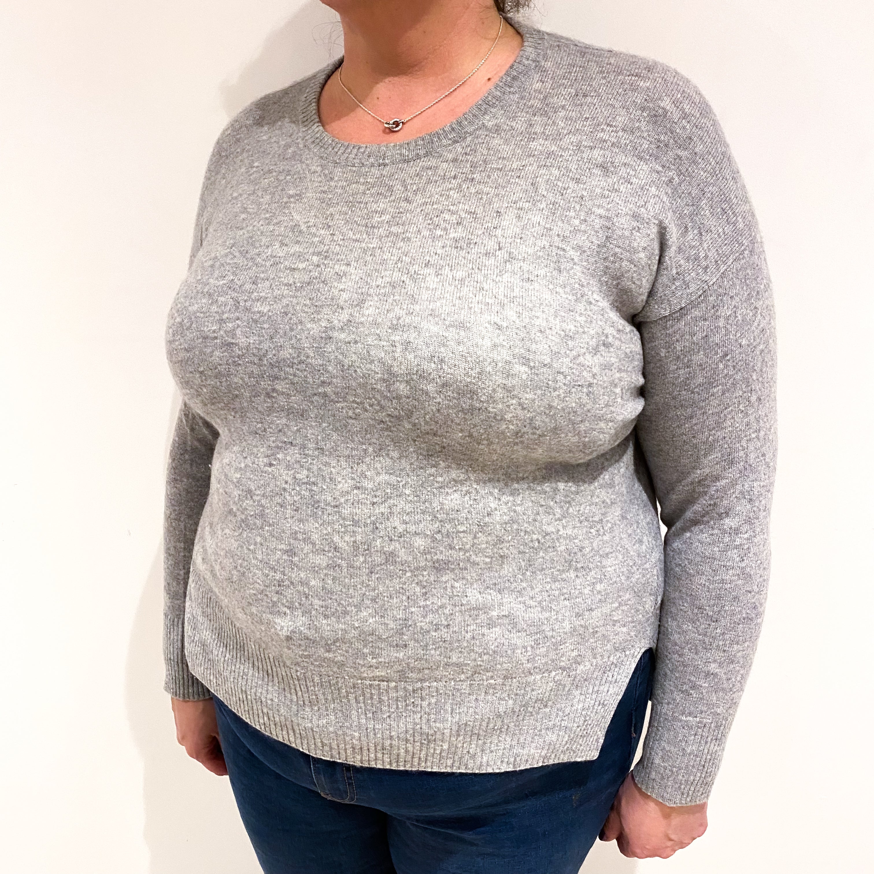 Smoke Grey Cashmere Crew Neck Jumper Extra Large