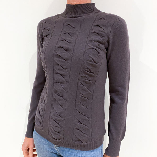 New Scottish Purple Slate Cashmere Turtleneck  Cardigan Small