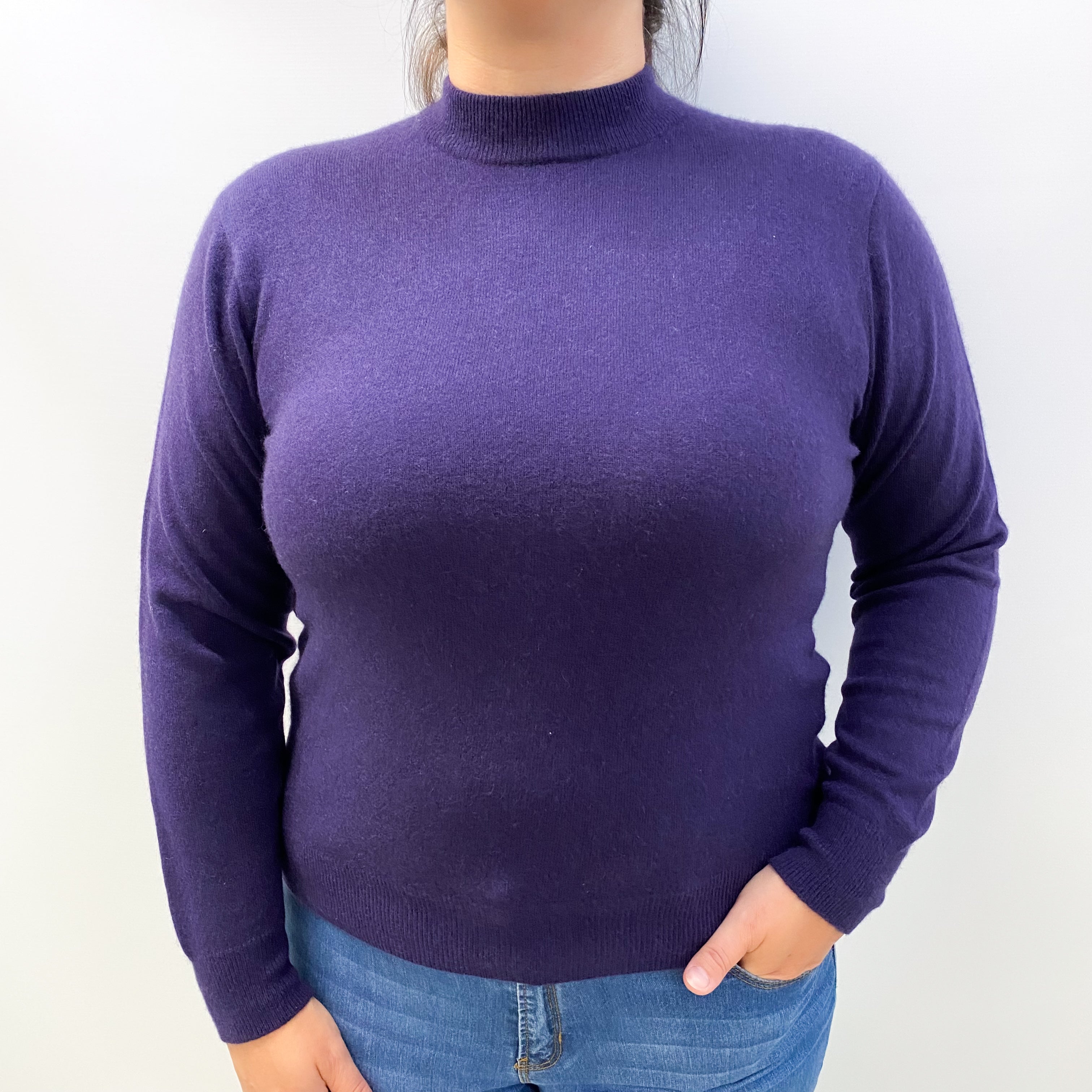 Blueberry Purple Cashmere Turtle Neck Jumper Large