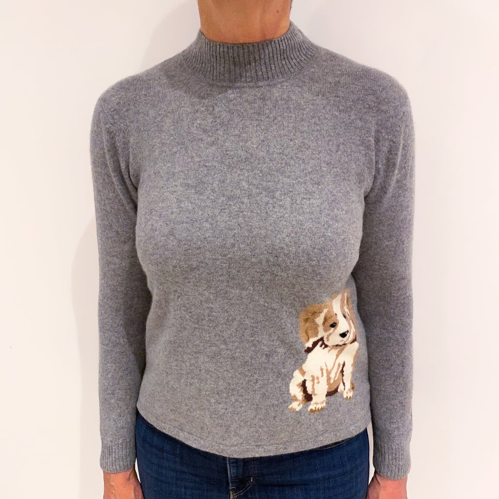 Smoke Grey Dog Cashmere Polo Neck Jumper Medium