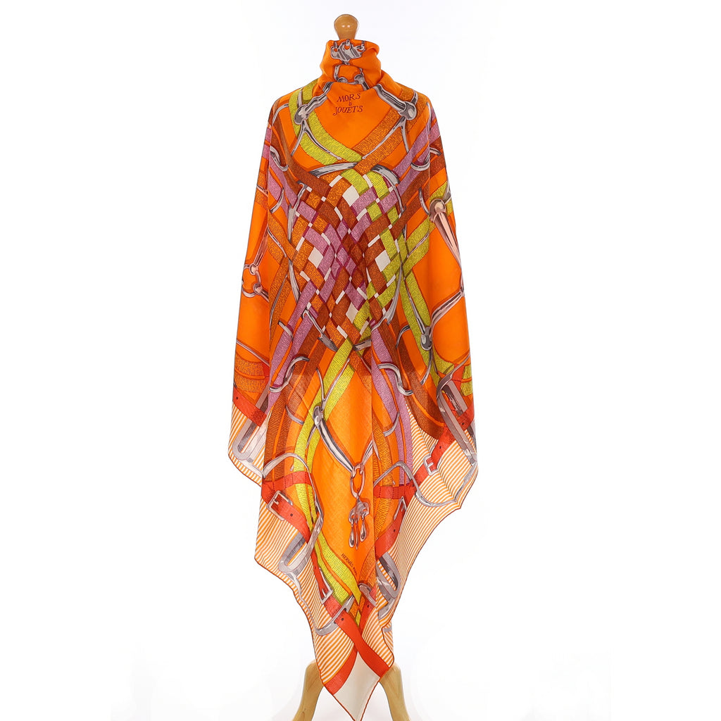 Brand New Boxed Hermès Mors à Jouets Cashmere and Silk Shawl