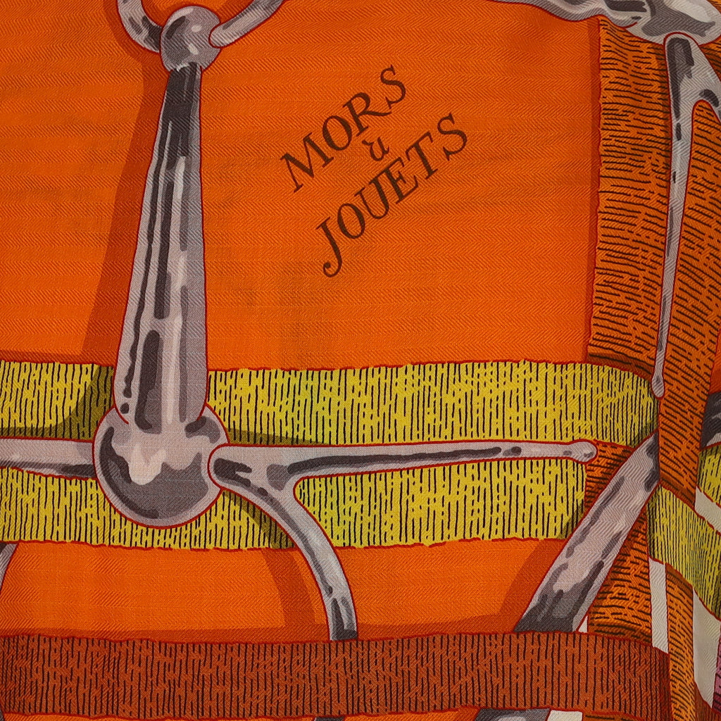 Brand New Boxed Hermès Mors à Jouets Cashmere and Silk Shawl