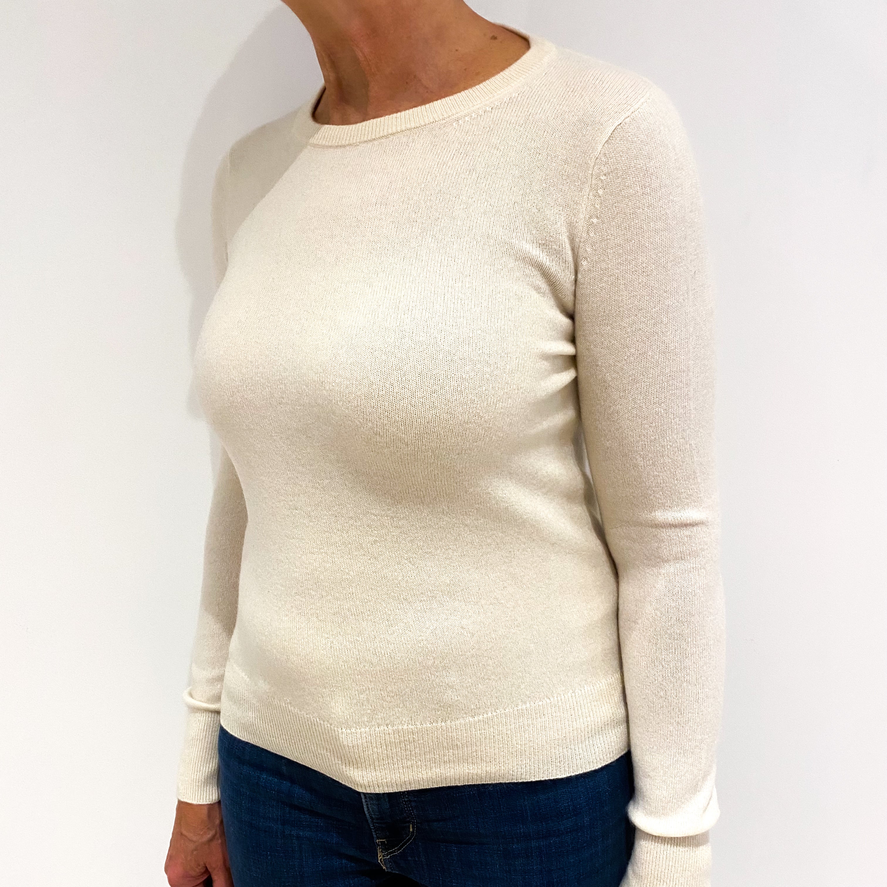 Cream Cashmere Crew Neck Jumper Medium