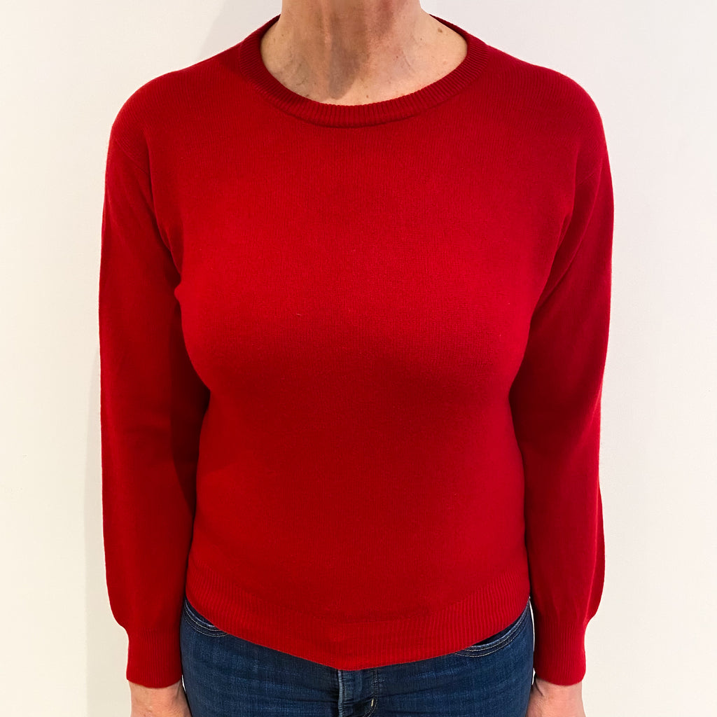 Scarlet Red Cashmere Crew Neck Jumper Medium