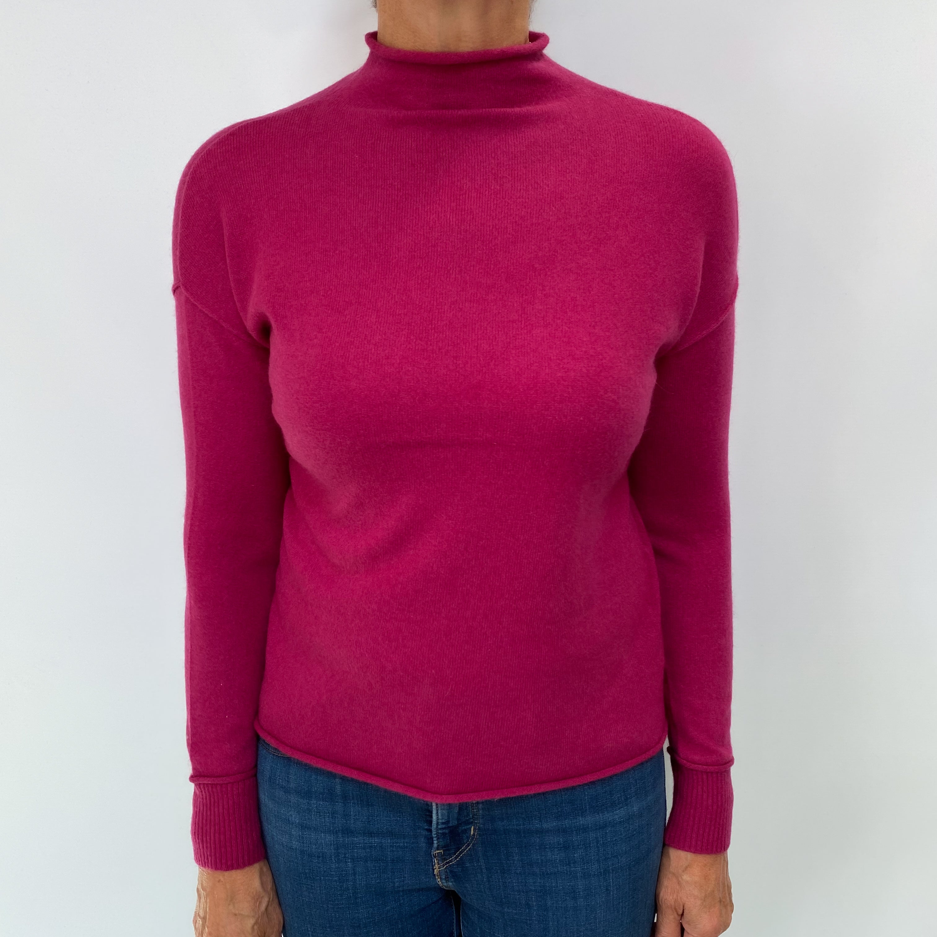 Cherry Pink Cashmere Turtle Neck Jumper Medium