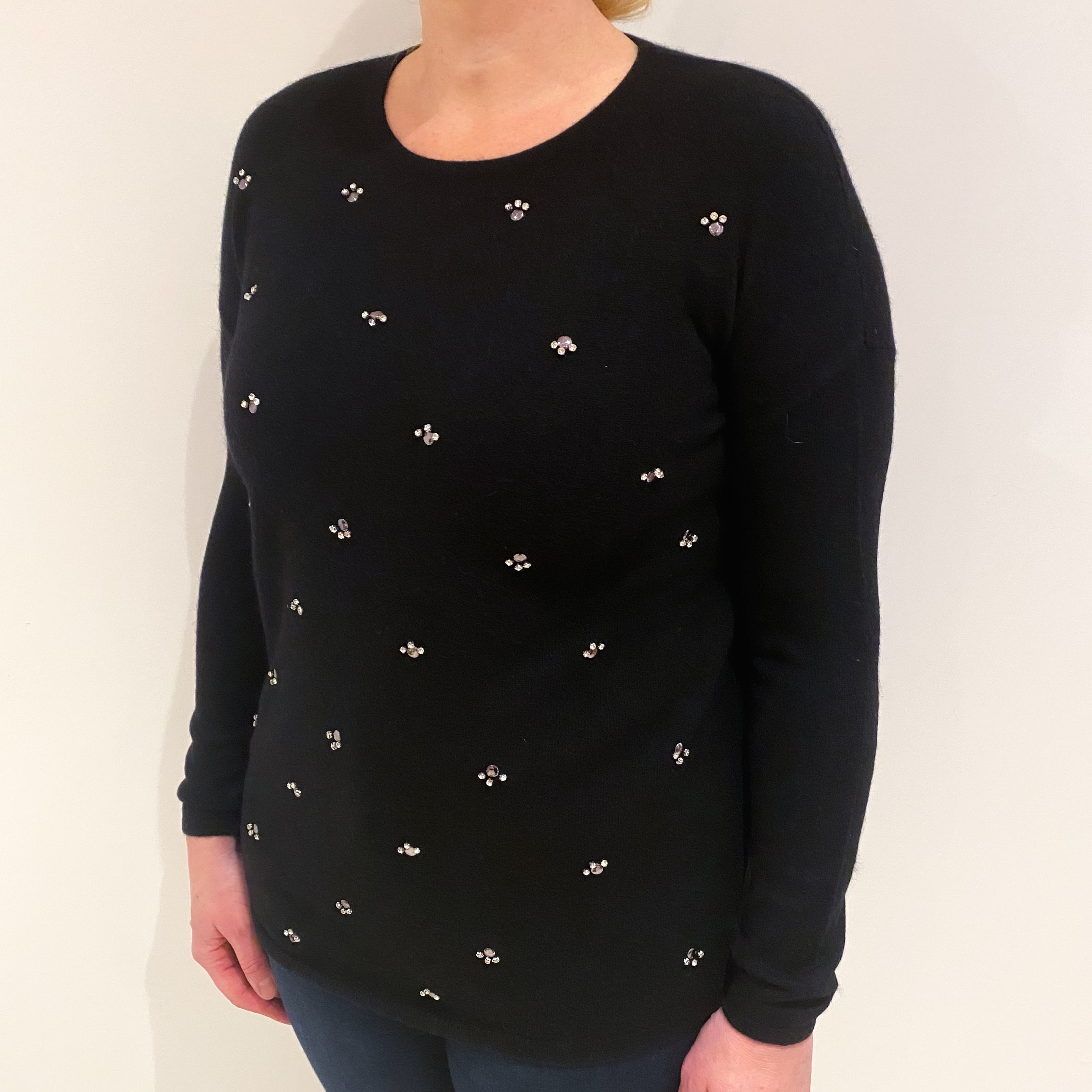 Black Cashmere Crew Neck Jumper Large
