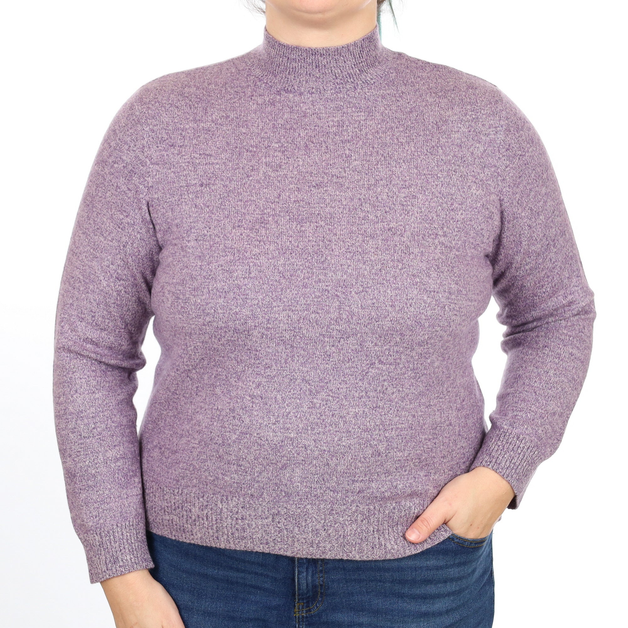 Dusky Purple Marl Cashmere Turtle Neck Jumper Large