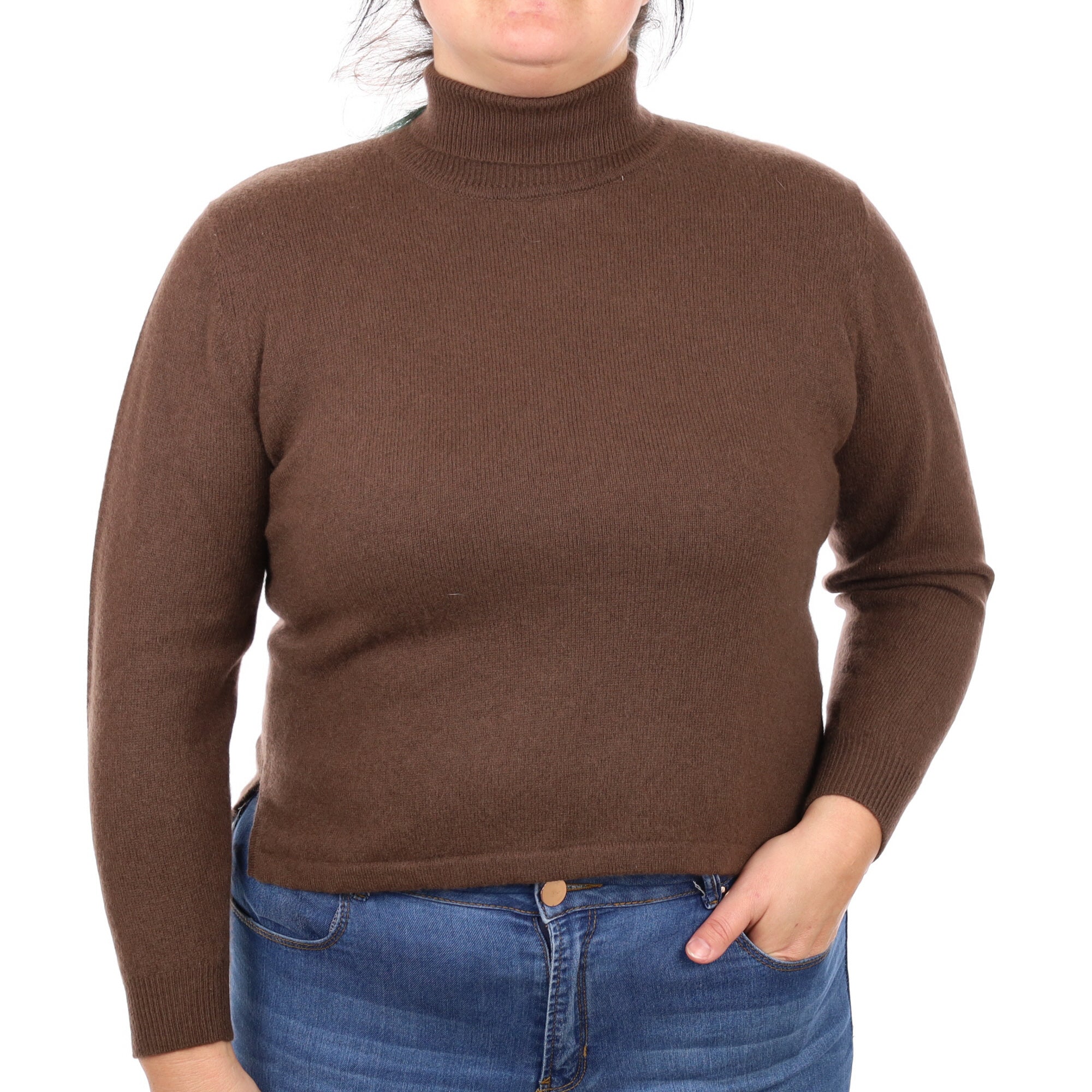 Donkey Brown Cashmere Polo Neck Jumper Large