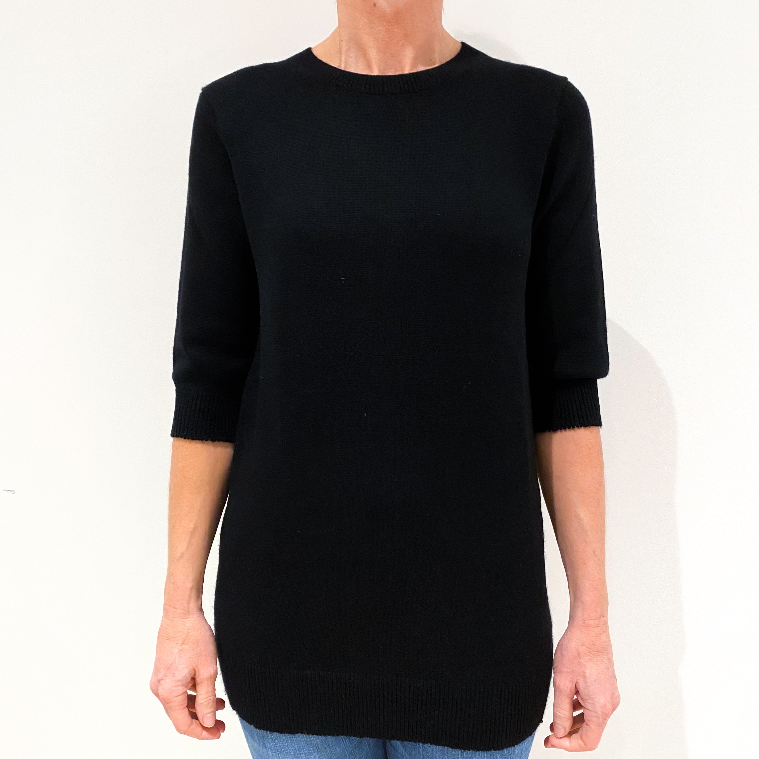 Black Cashmere Crew Neck Jumper Small