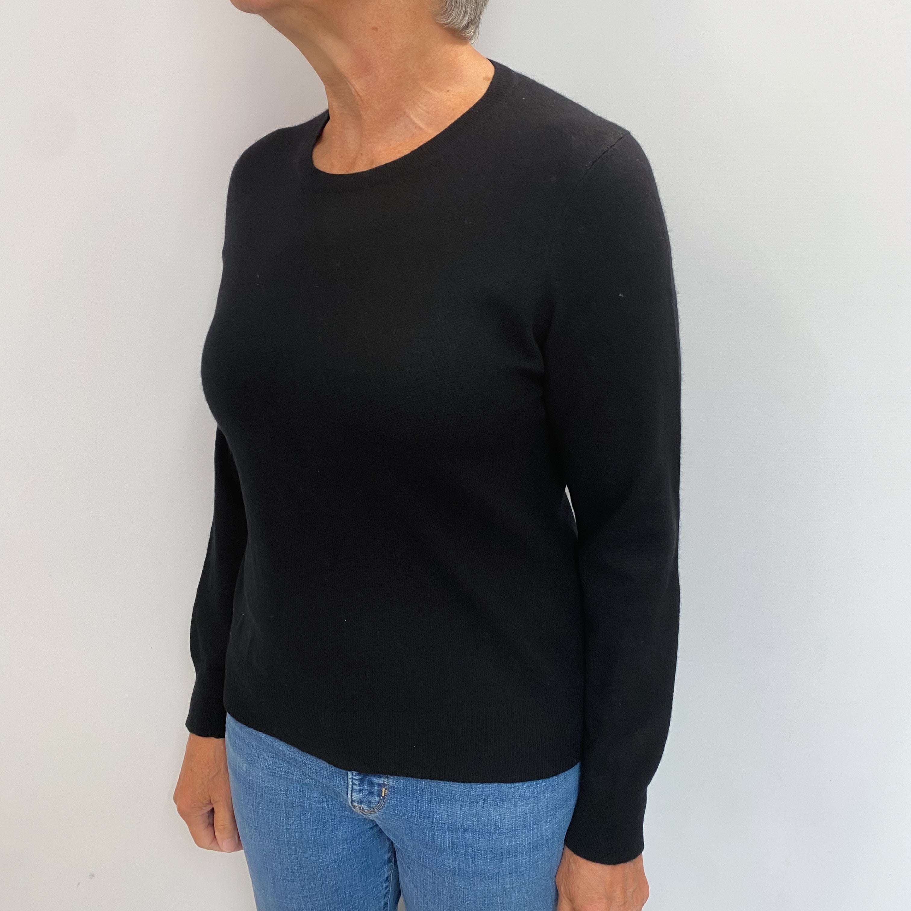 Black Cashmere Crew Neck Jumper Medium