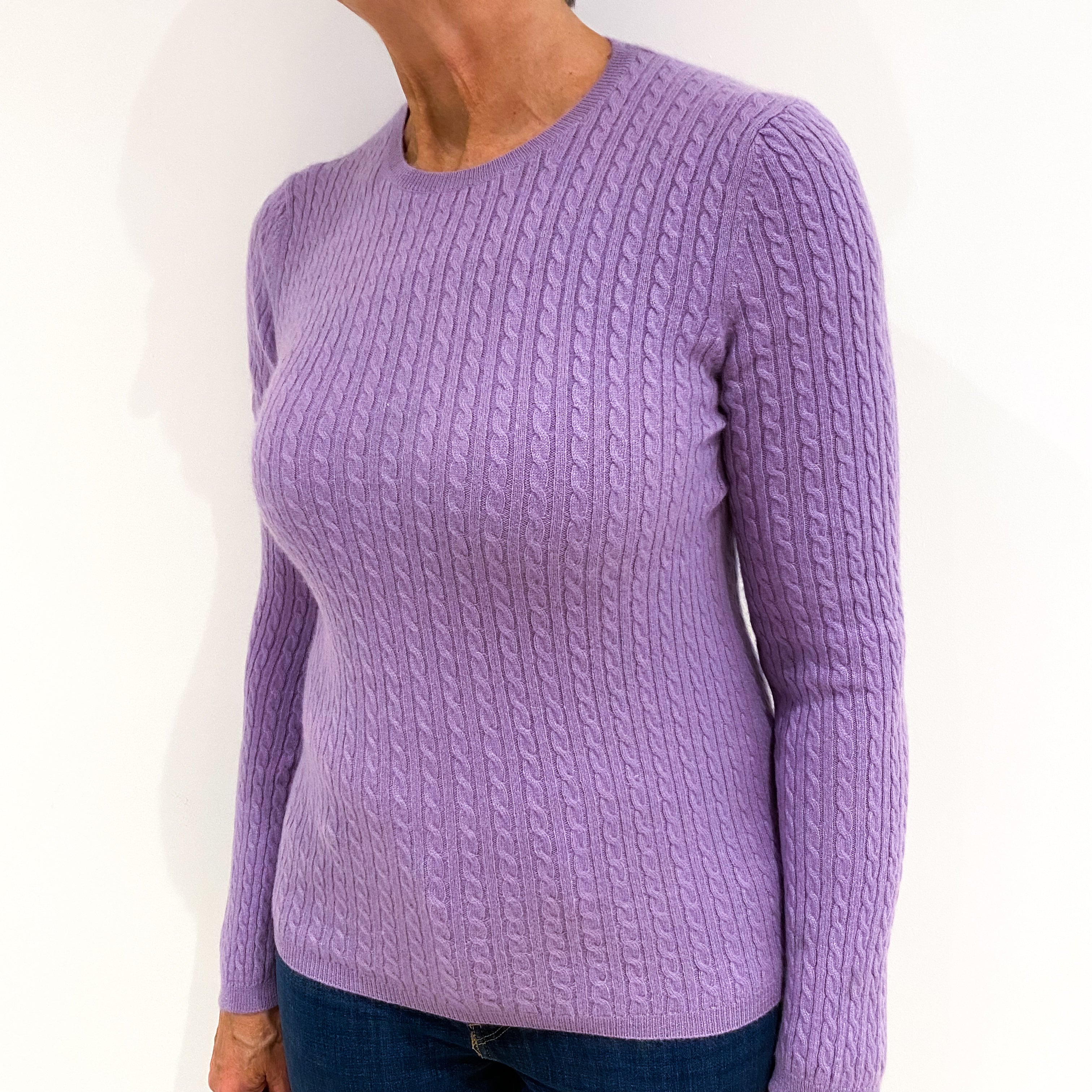 Lavender Purple Cashmere Crew Neck Jumper Medium