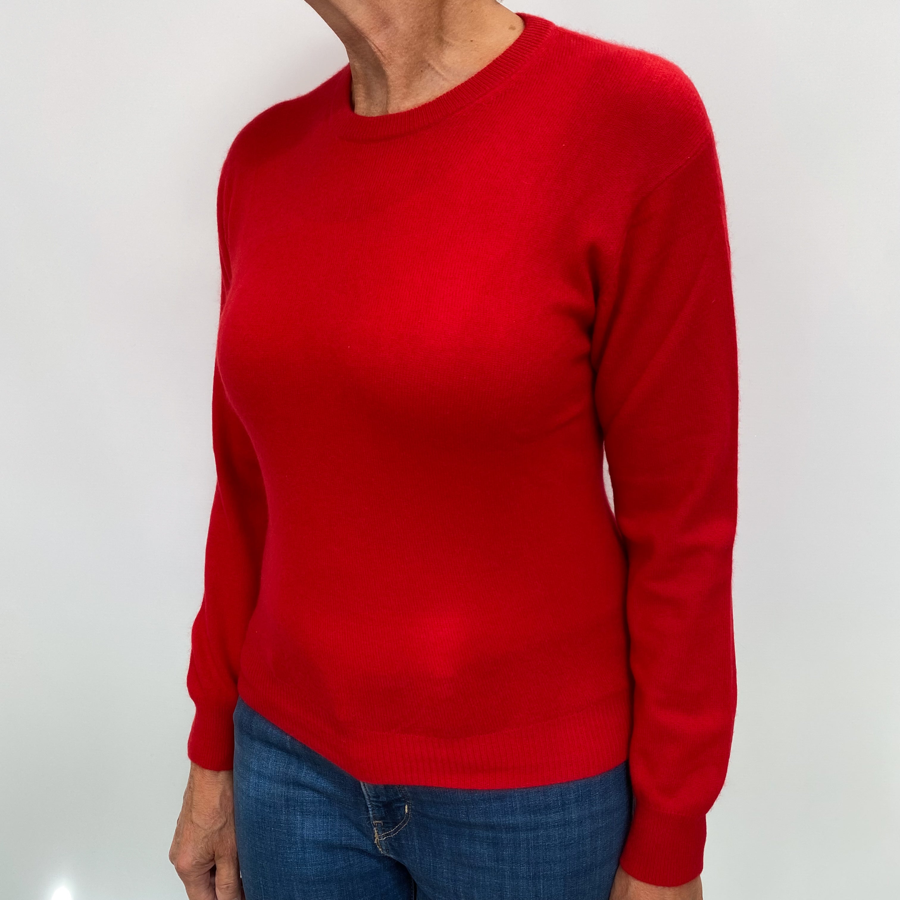 Scarlet Red Cashmere Crew Neck Jumper Medium