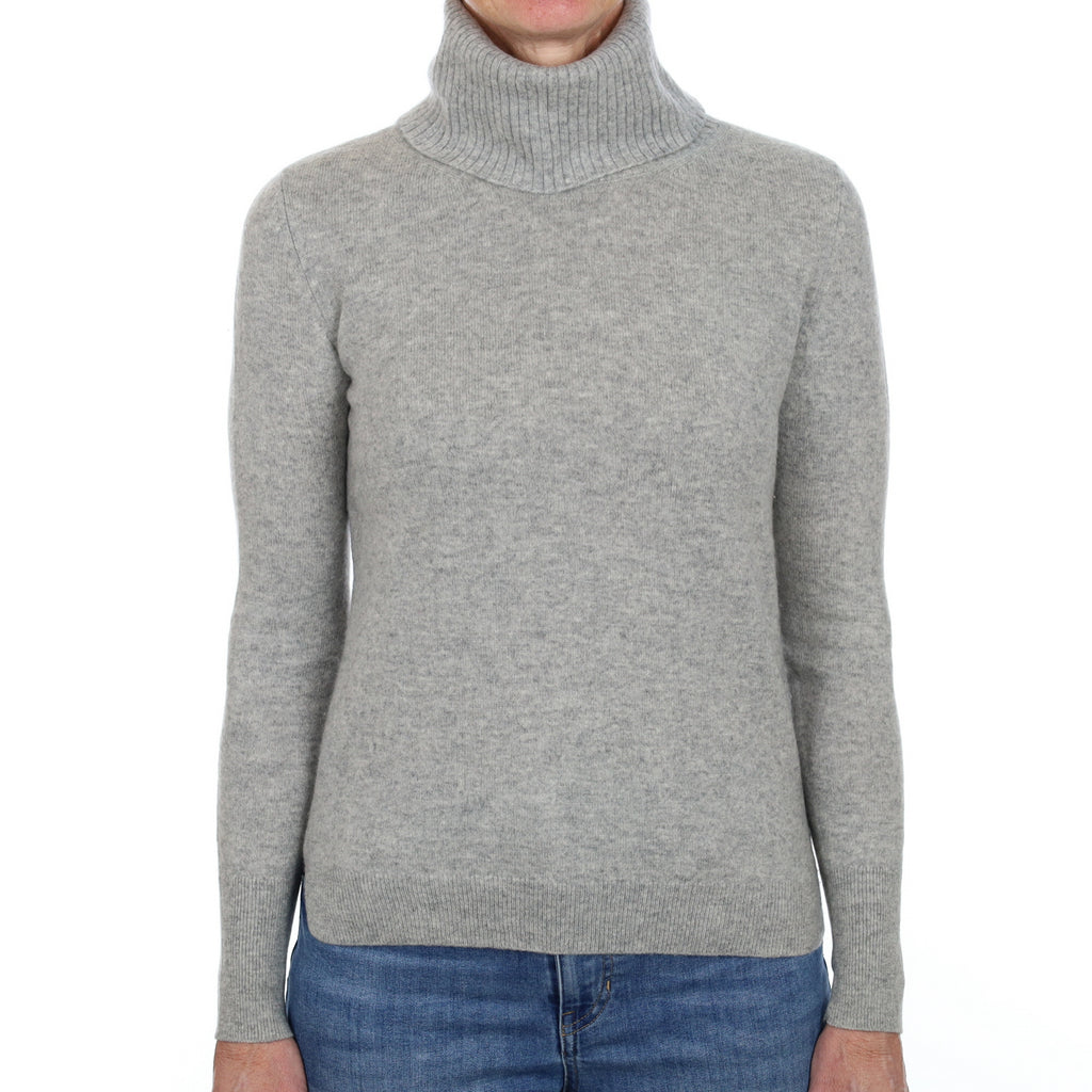 Smoke Grey Cashmere Polo Neck Jumper Small