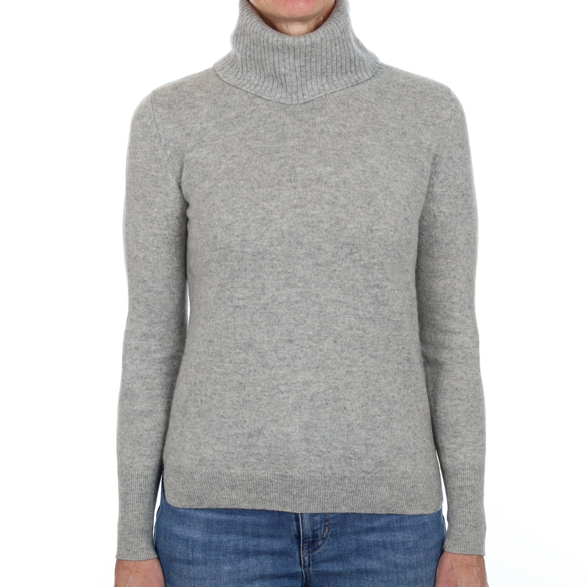 Smoke Grey Cashmere Polo Neck Jumper Small