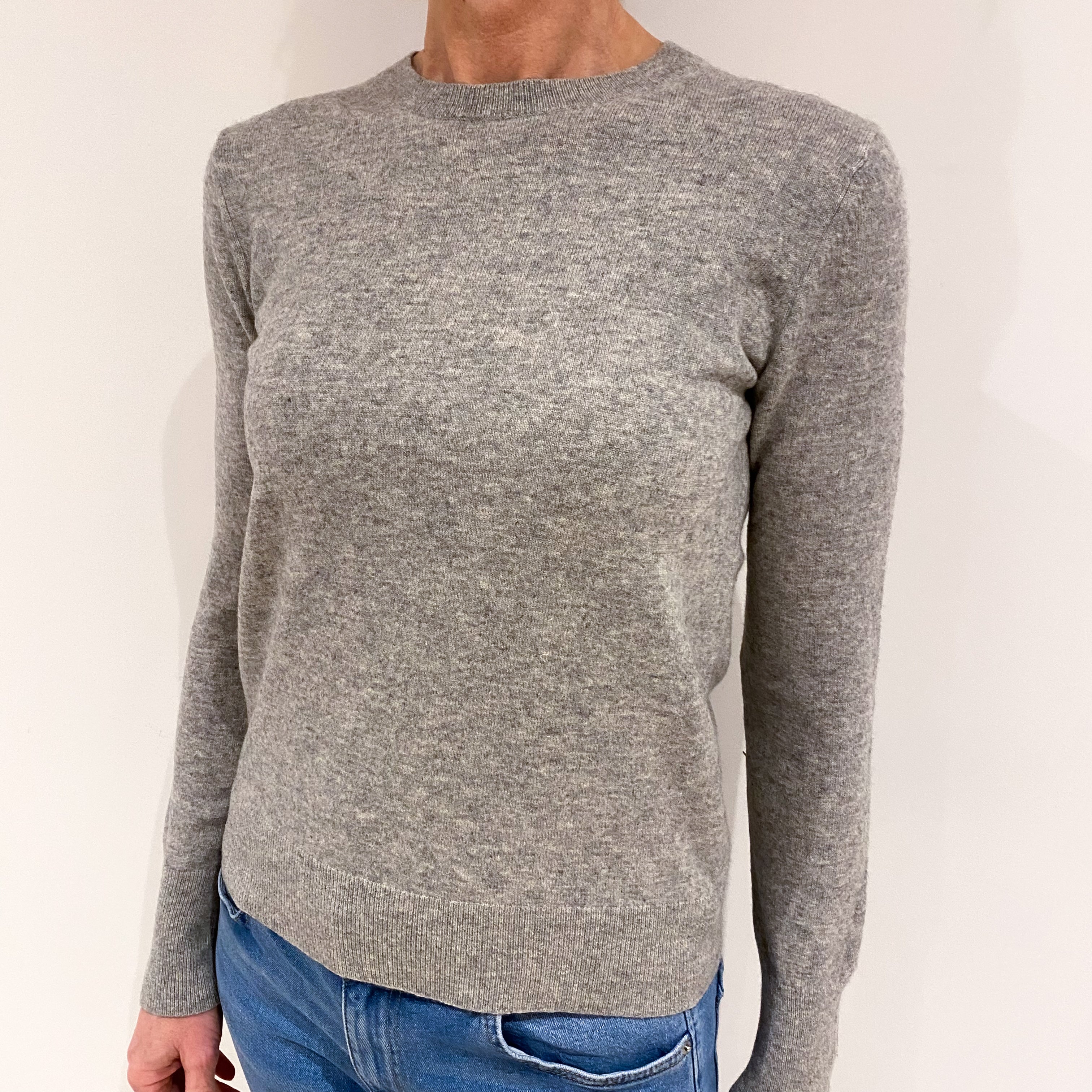 Smoke Grey Cashmere Crew Neck Jumper Small