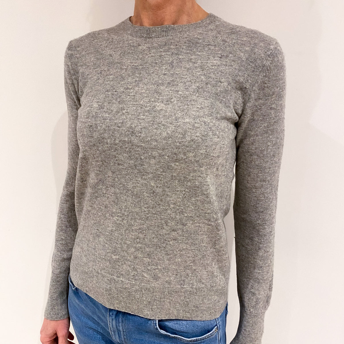 Smoke Grey Cashmere Crew Neck Jumper Small