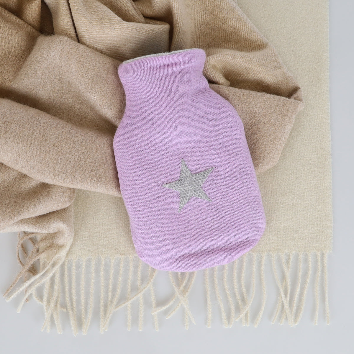 Lilac and Smoke Grey Small Cashmere Hot Water Bottle