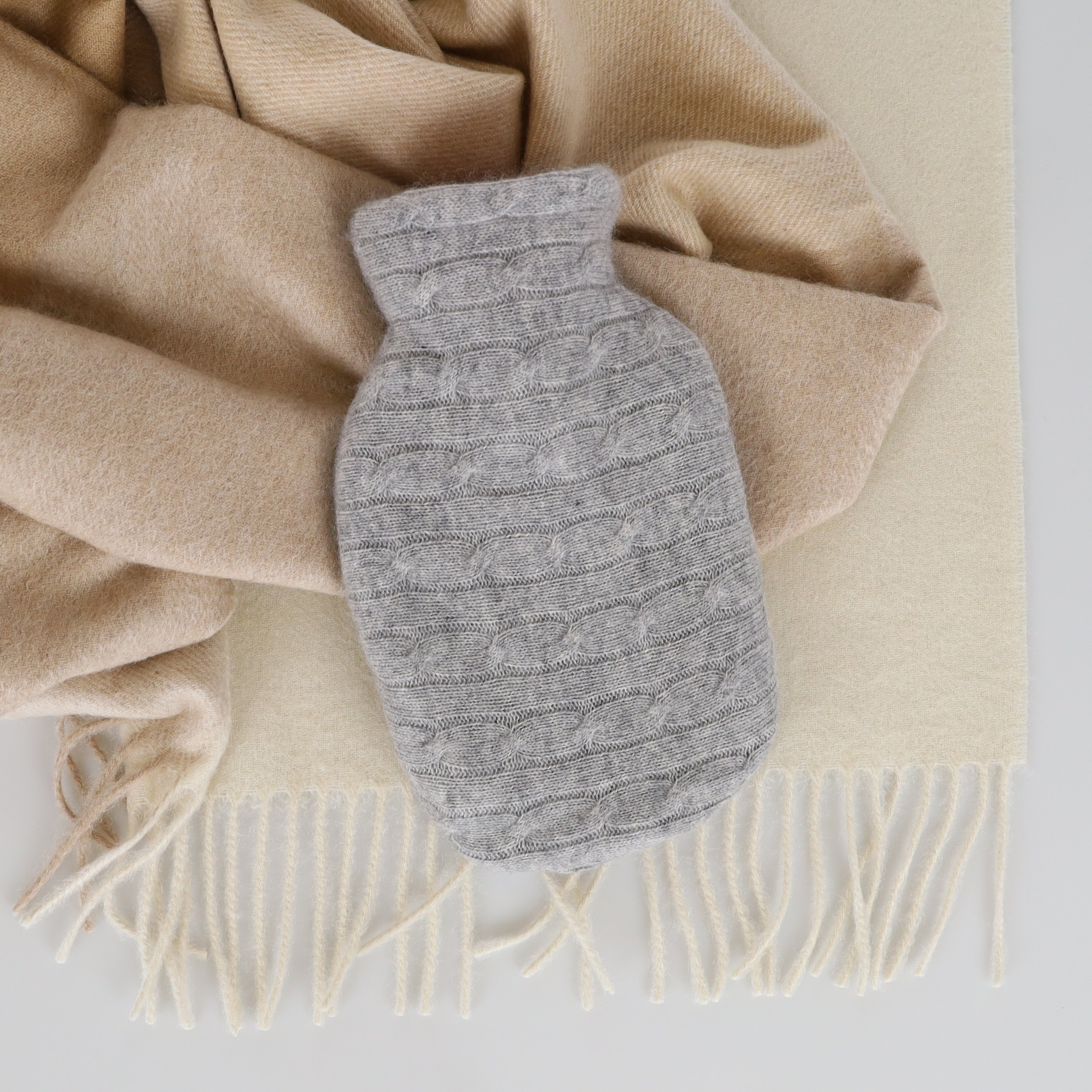 Smoke Grey Cable Cashmere Small Hot Water Bottle