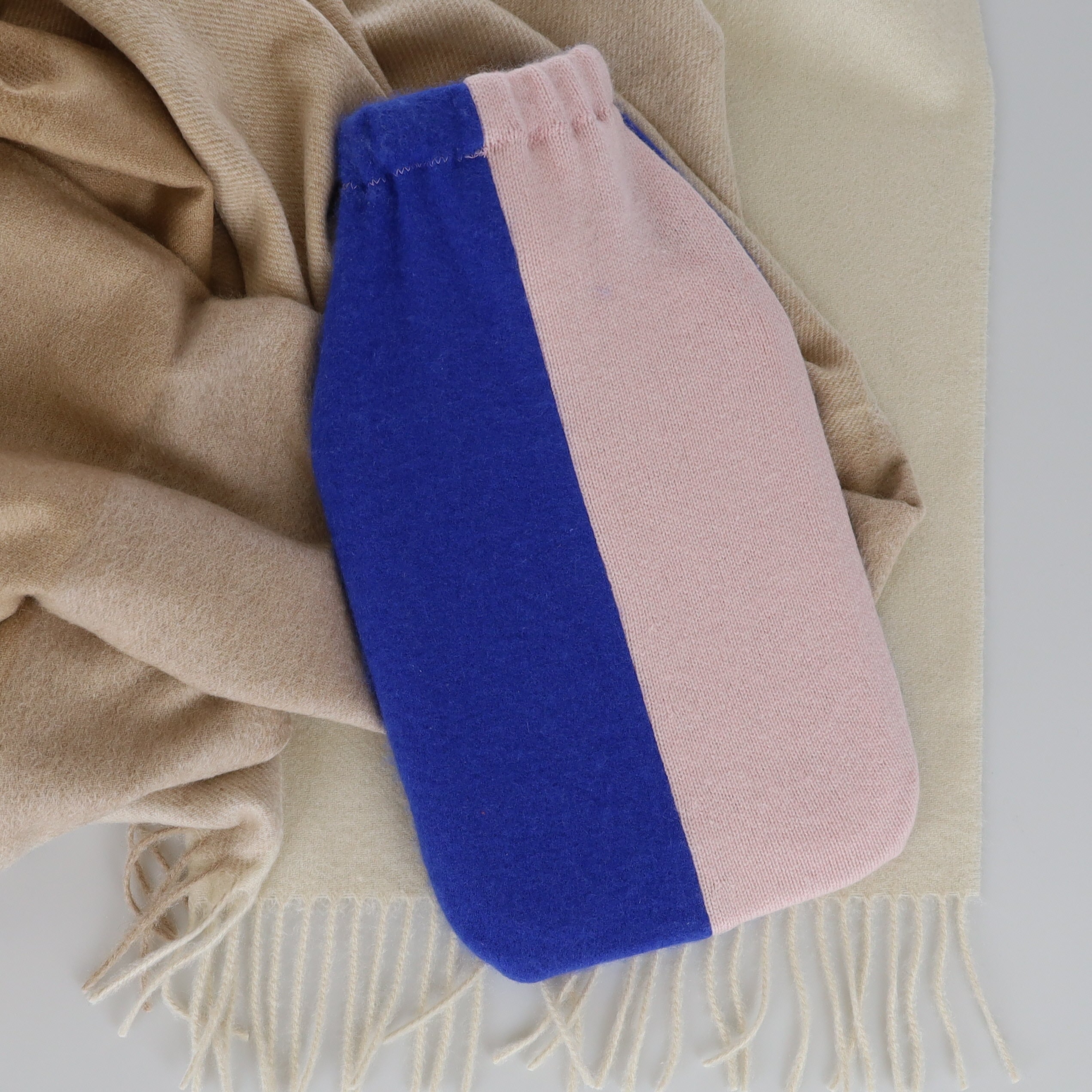 Cobalt and Ice Pink Large Cashmere Hot Water Bottle