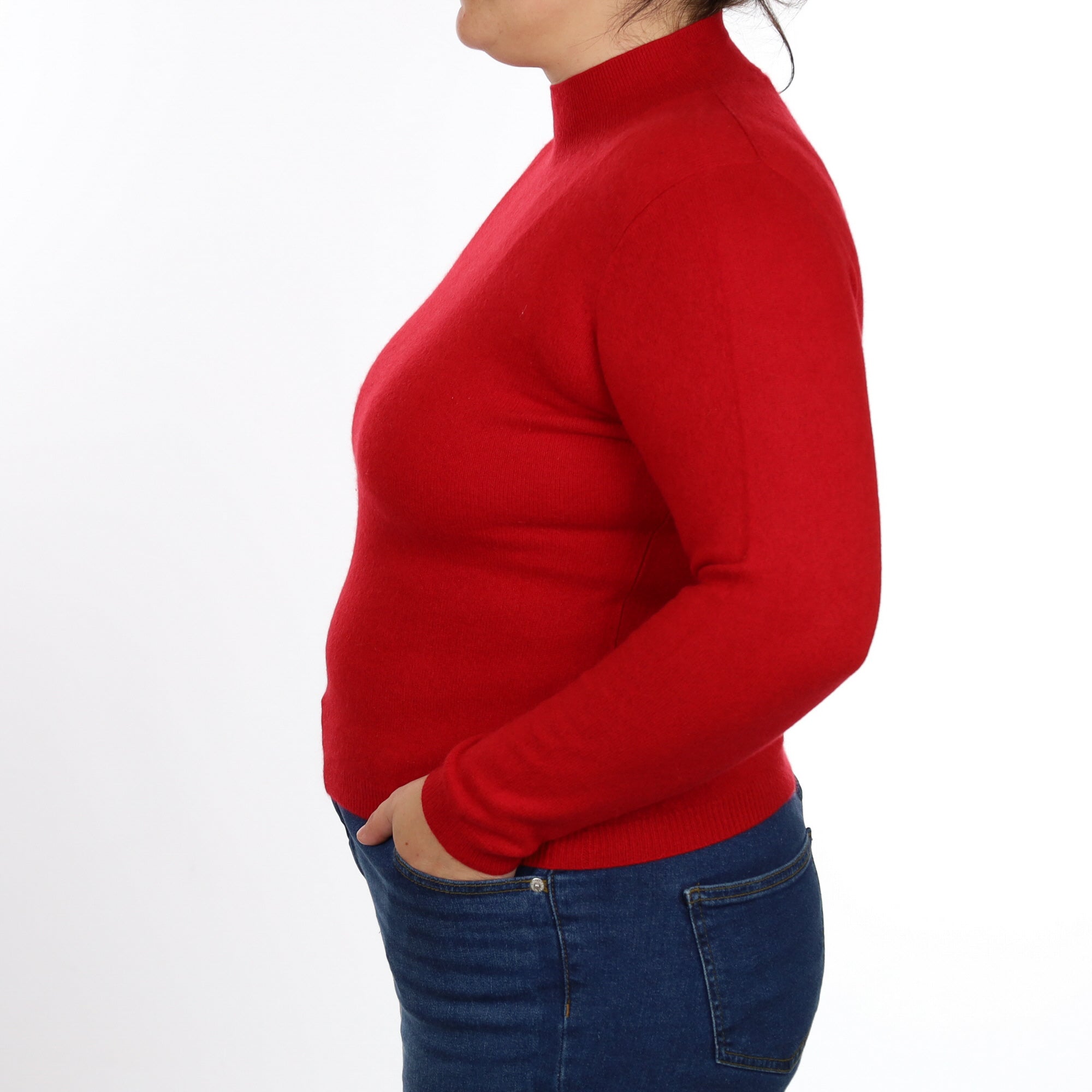 Berry Red Cashmere Turtle Neck Jumper Large