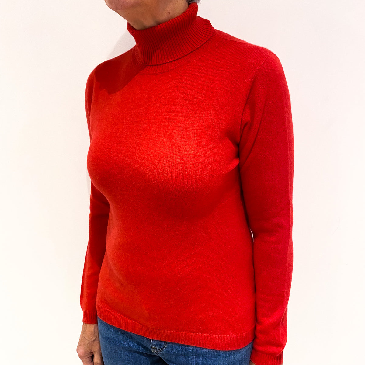 Berry Red Cashmere Polo Neck Jumper Medium