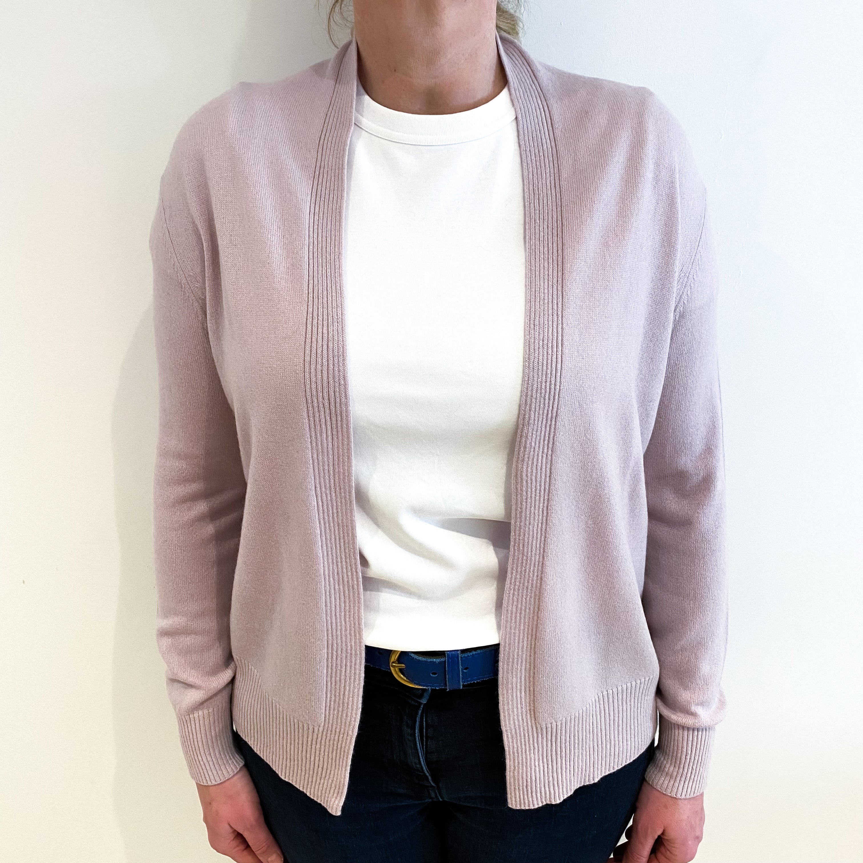 Pale Purple Cashmere Edge To Edge Cardigan Large