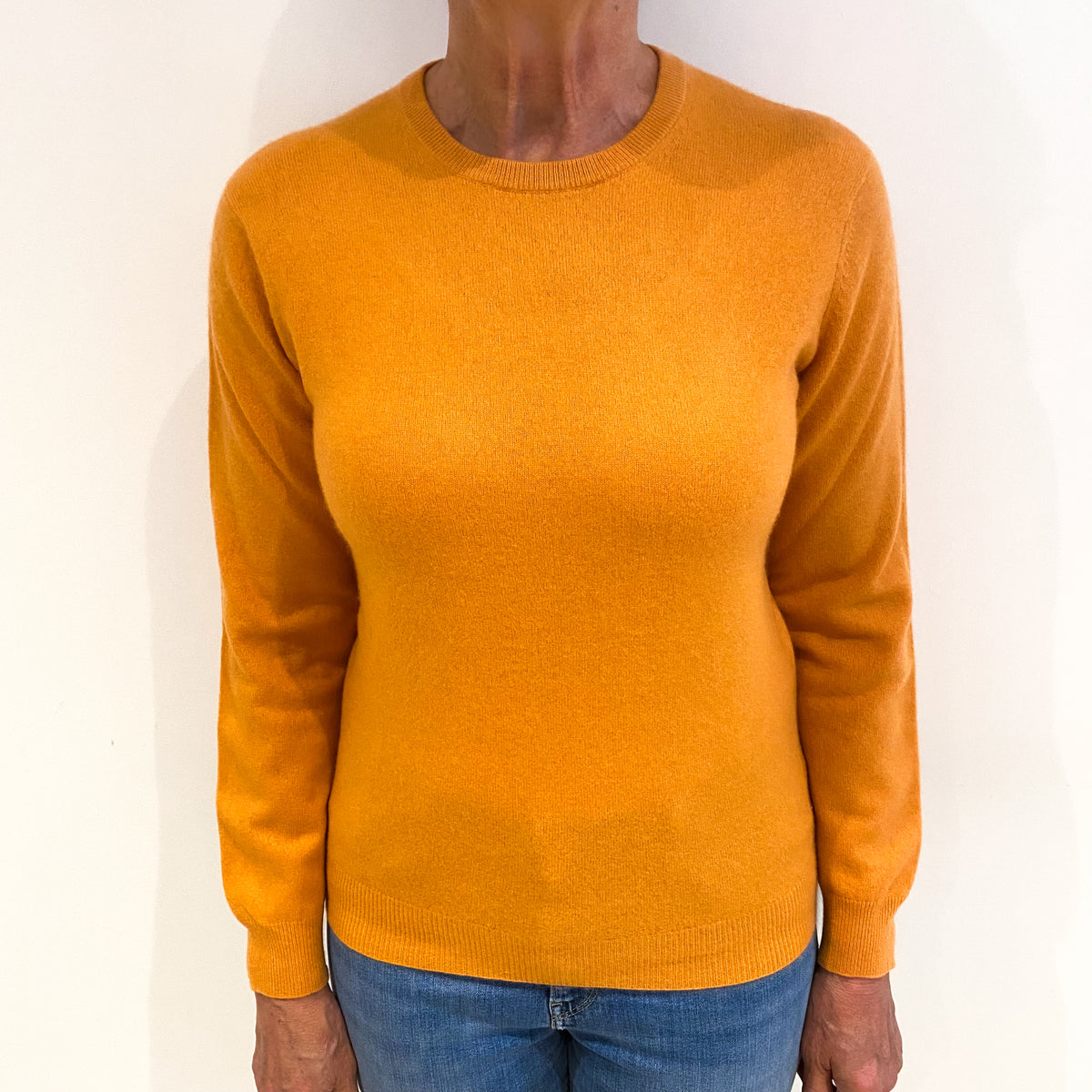 Tangerine Orange Cashmere Crew Neck Jumper Medium