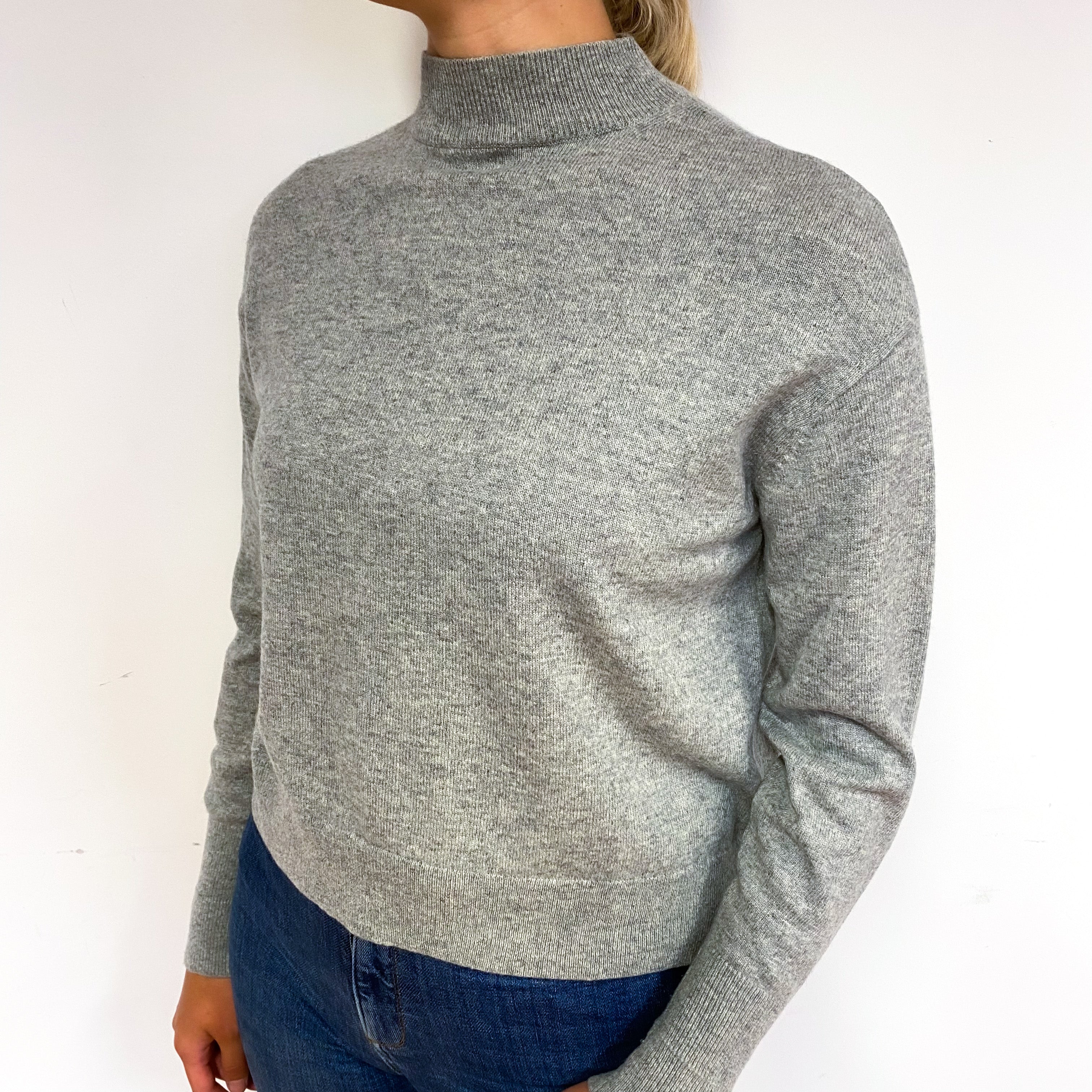 Smoke Grey Cashmere Turtle Neck Jumper Small