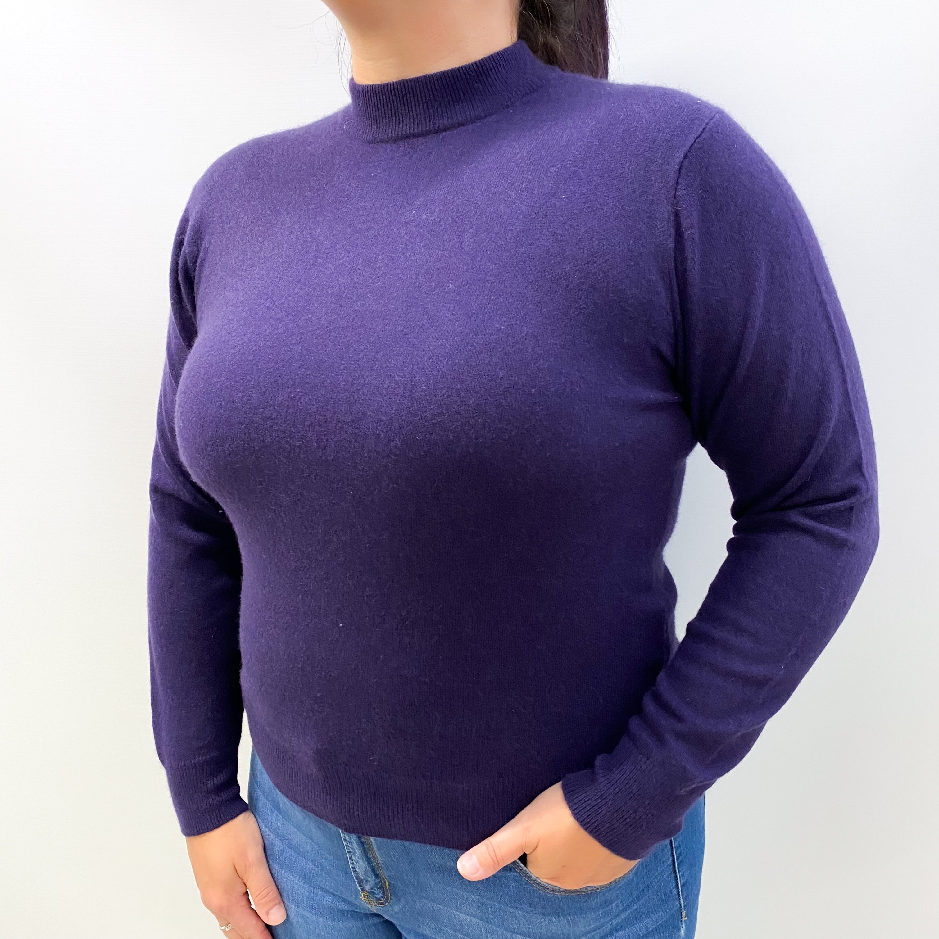 Blueberry Purple Cashmere Turtle Neck Jumper Large
