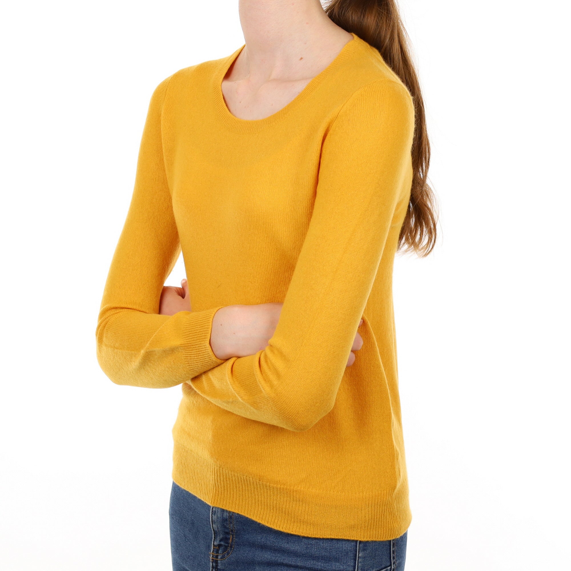 Marigold Yellow Cashmere Crew Neck Jumper Extra Small