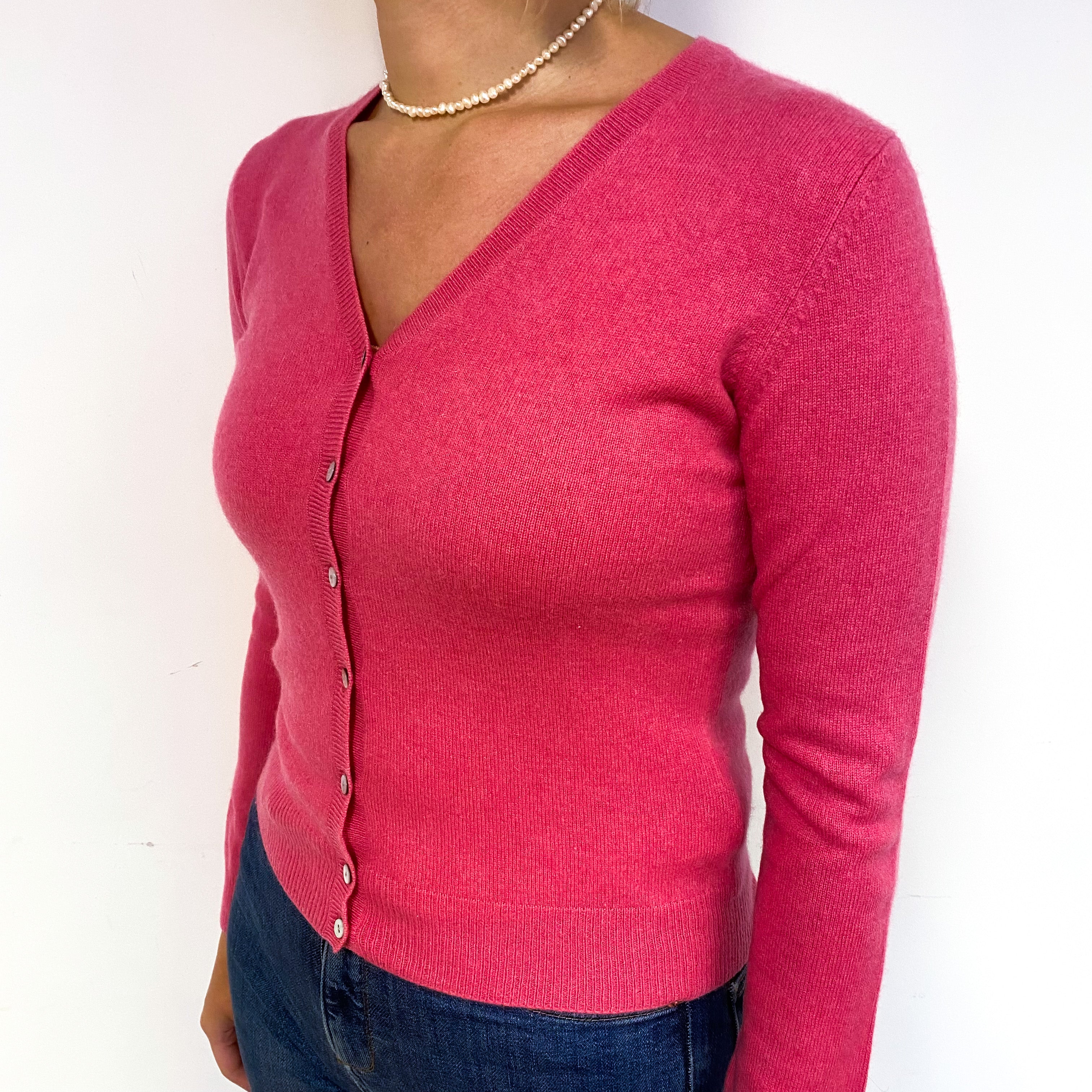 Lupin Pink Cashmere V-Neck Cardigan Small