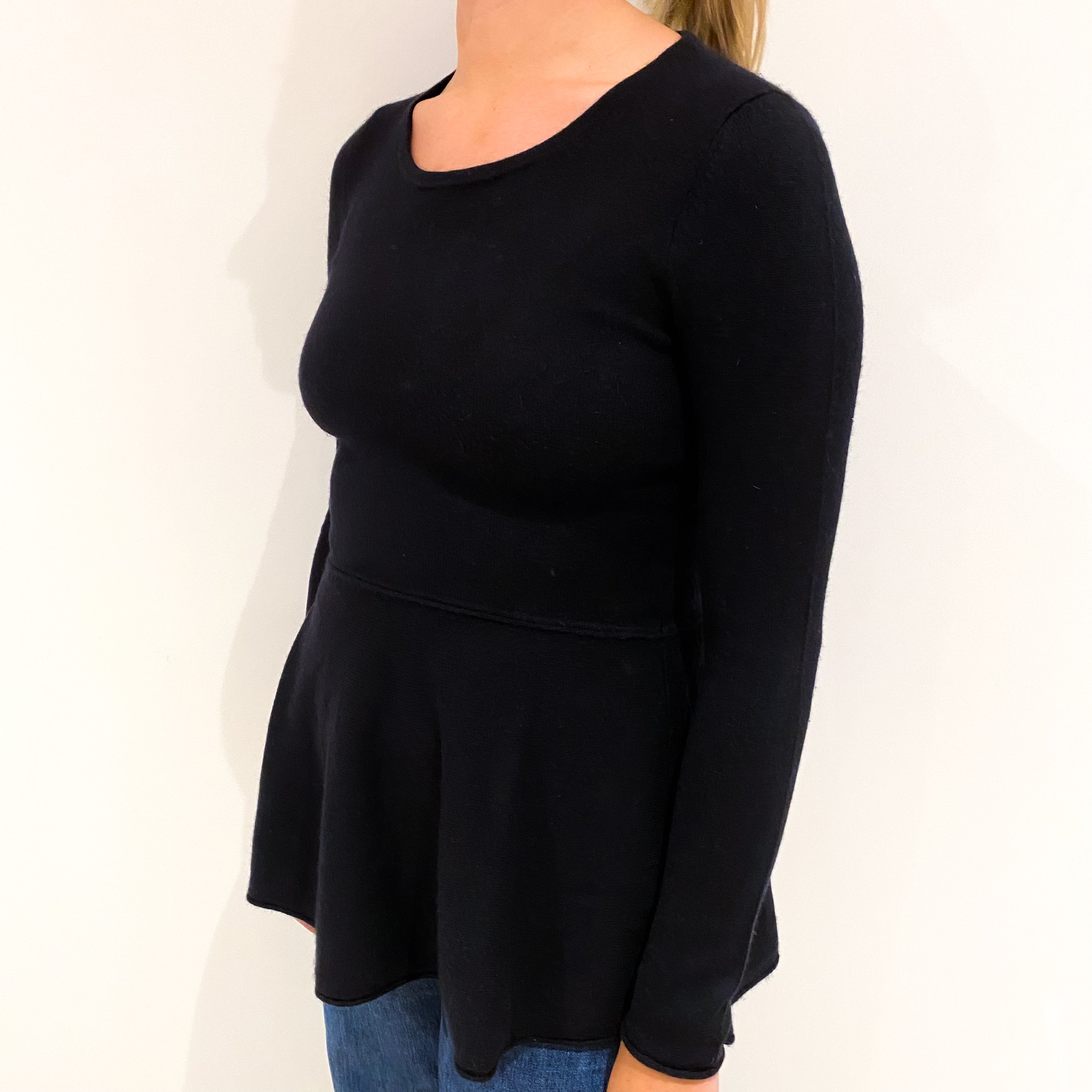 Black Cashmere Crew Neck Jumper Small