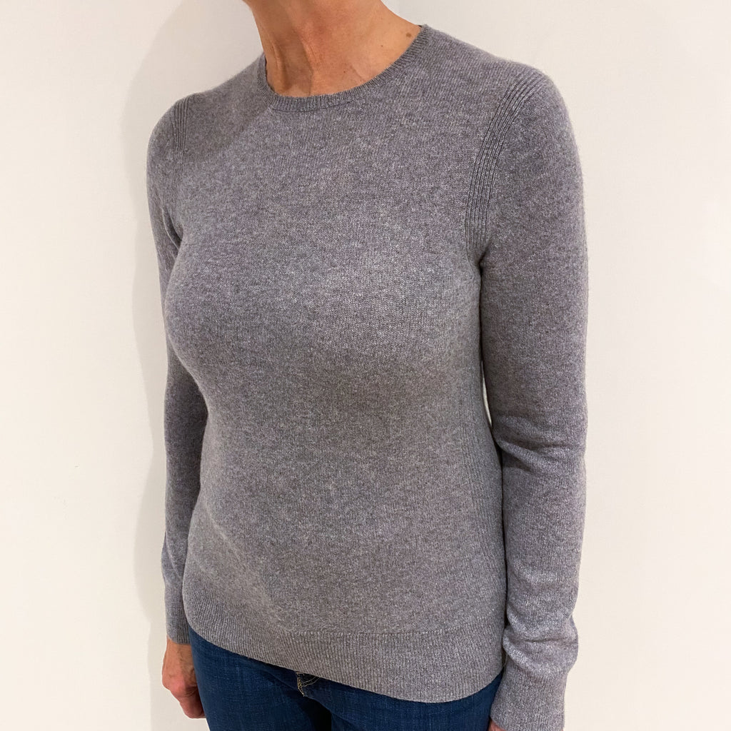 New Saks Fifth Avenue Steel Cashmere Crew Neck Jumper Medium